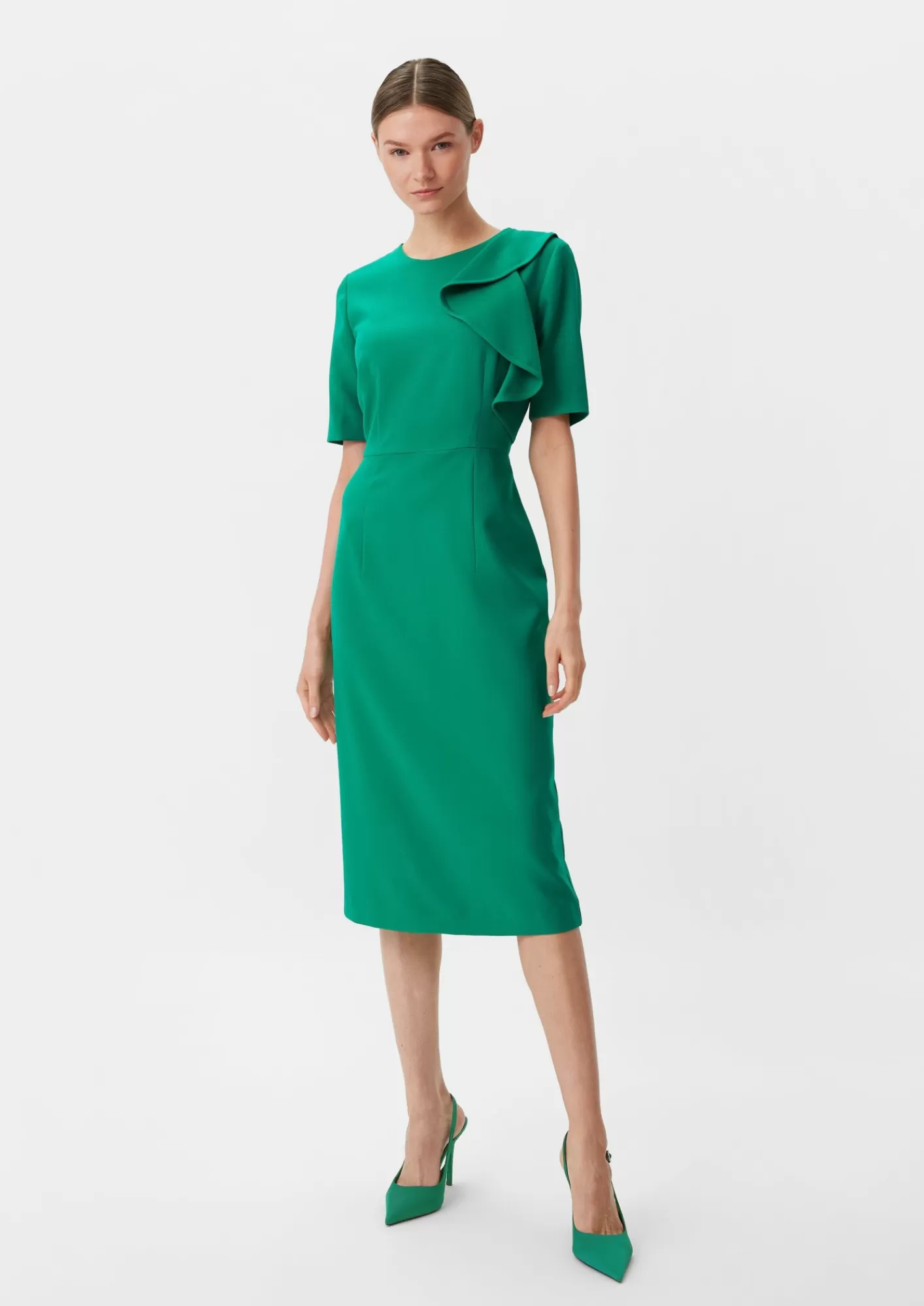 Cheap Comma Kleid Mit Volant-Detail