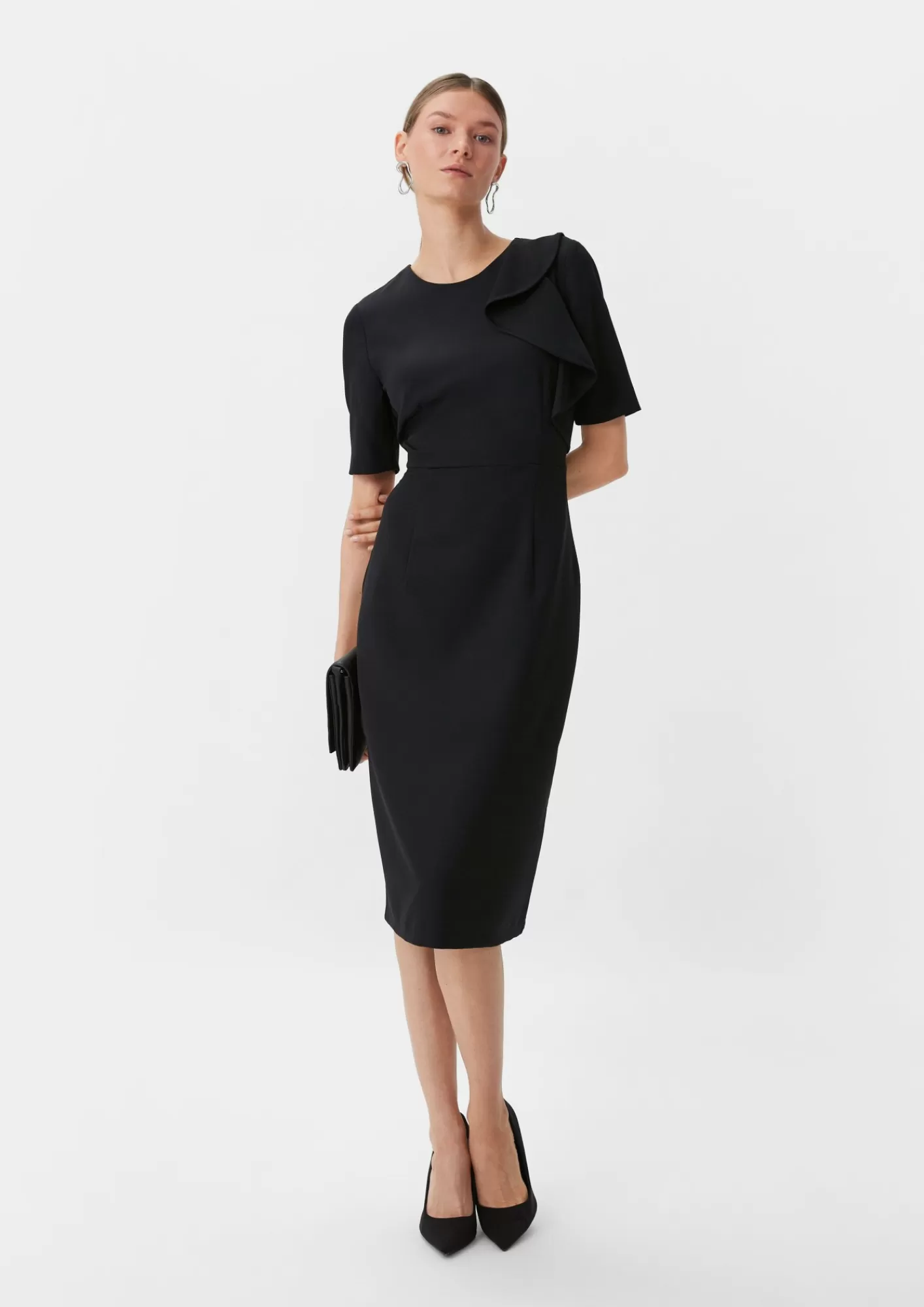 Cheap Comma Kleid Mit Volant-Detail