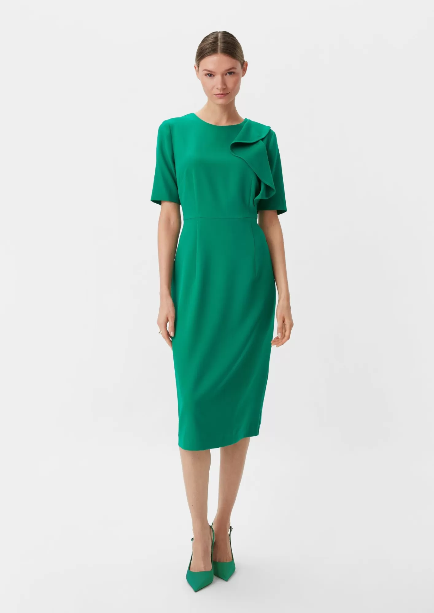 Cheap Comma Kleid Mit Volant-Detail