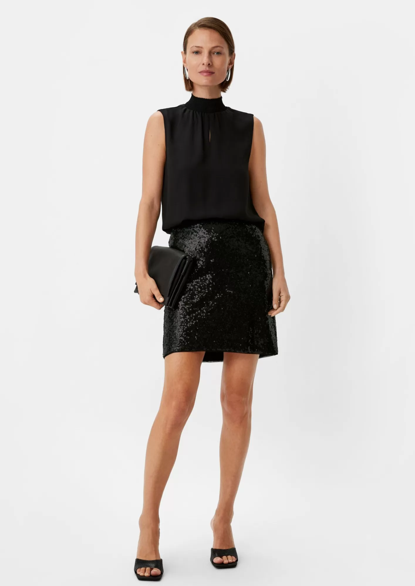 Fashion Comma Kurzer Mesh-Rock Mit Pailletten