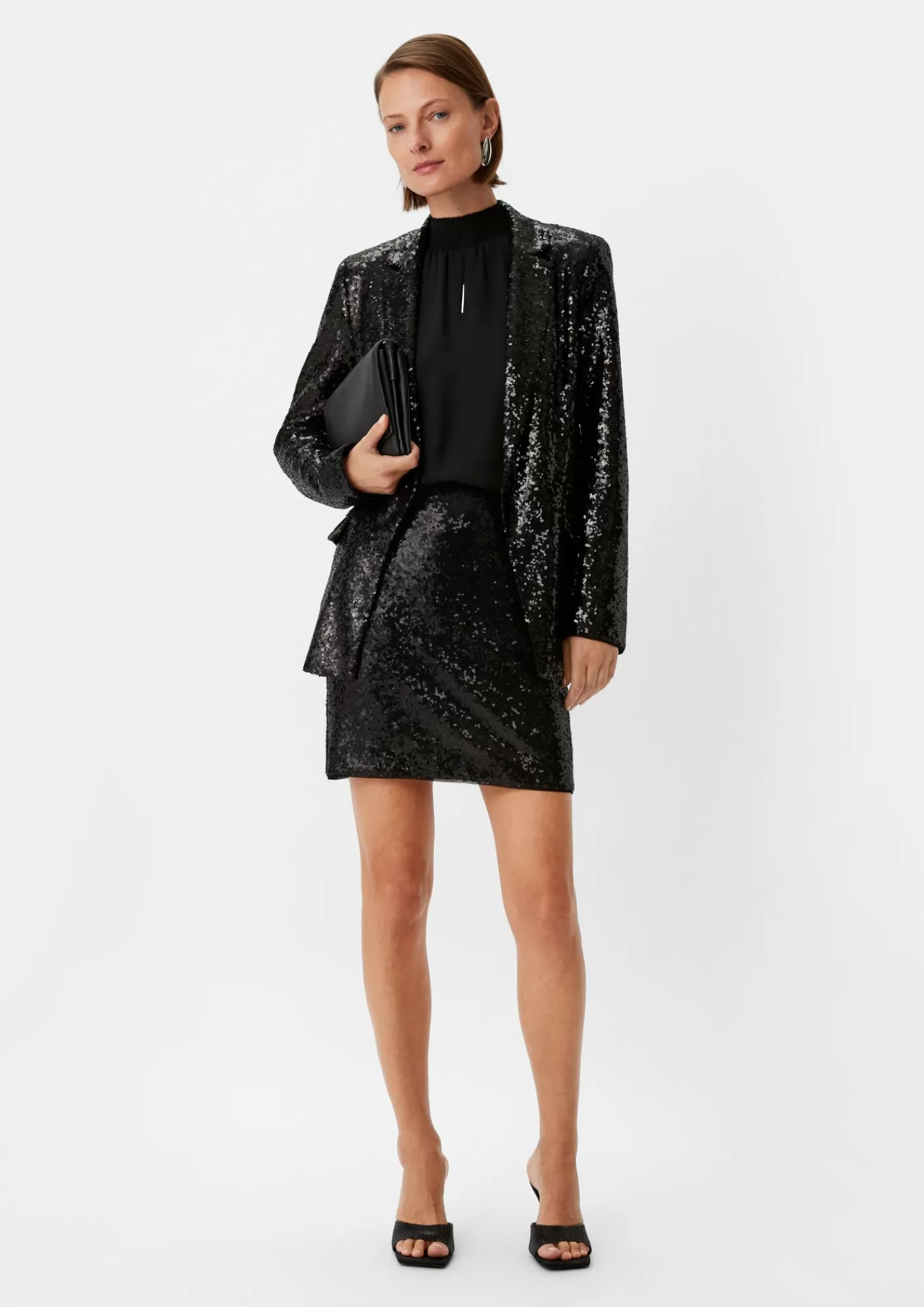 Fashion Comma Kurzer Mesh-Rock Mit Pailletten