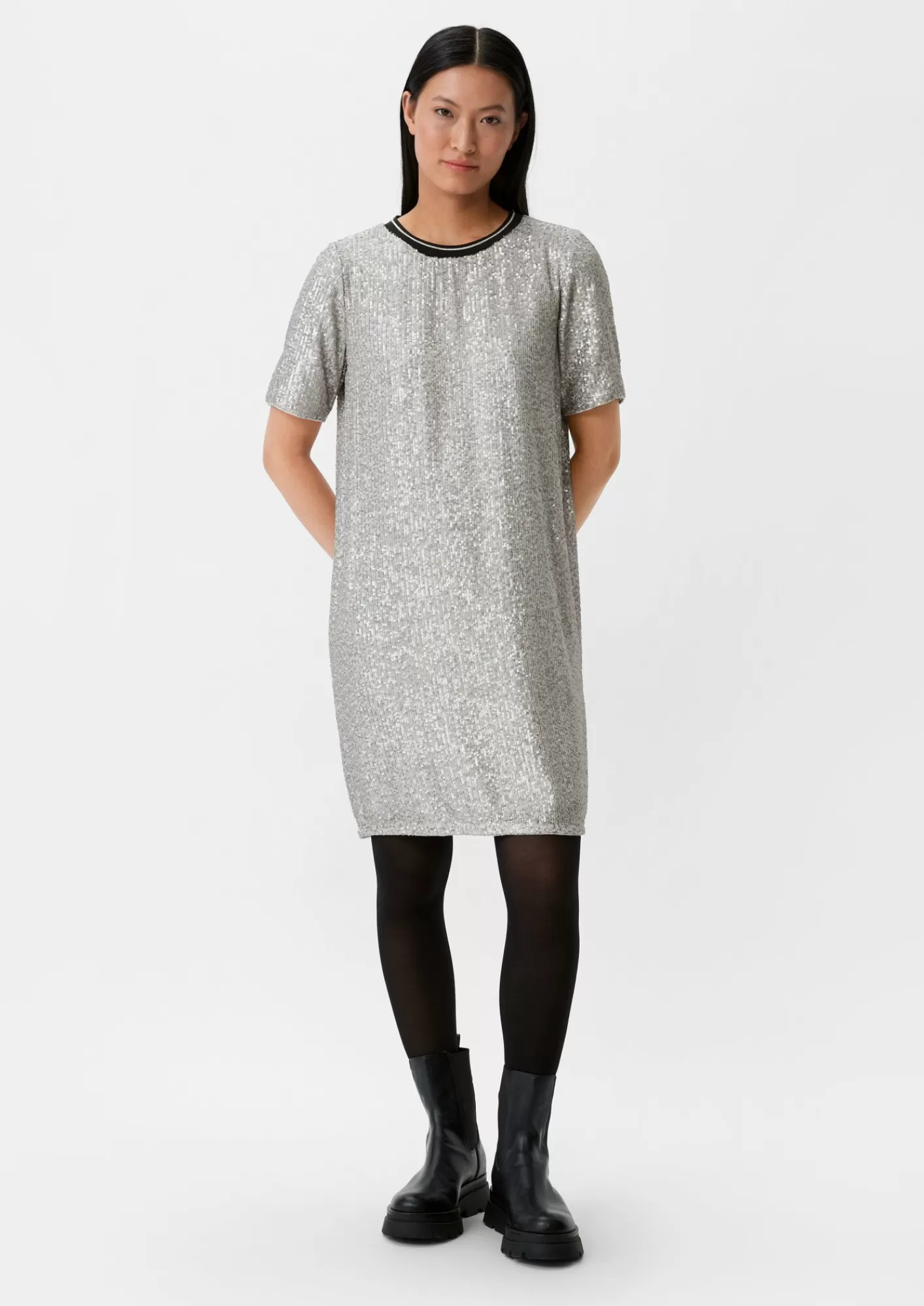 Flash Sale Comma Kurzes Chiffon-Kleid Mit Pailletten