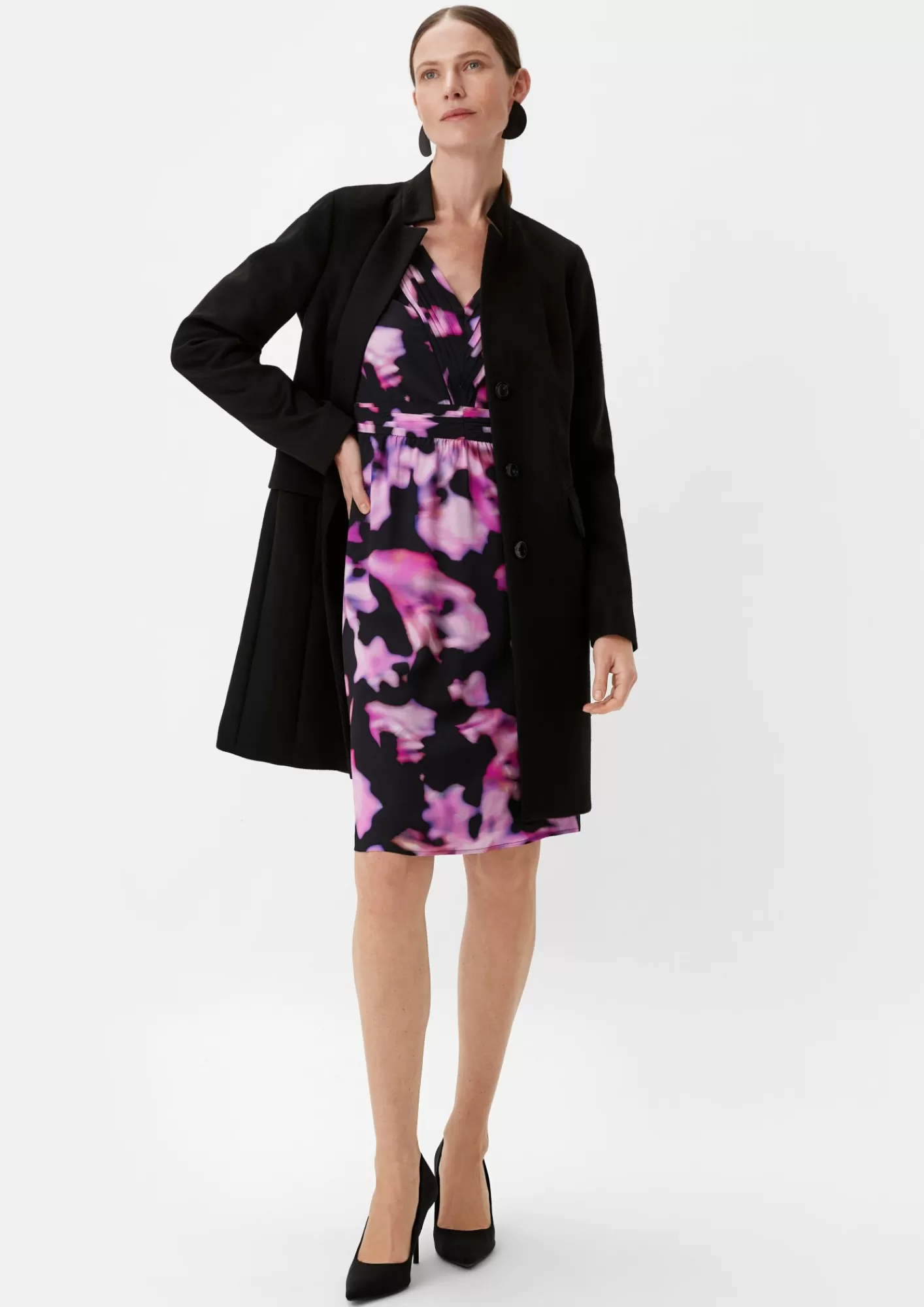 New Comma Kurzes Kleid Mit Allovermuster