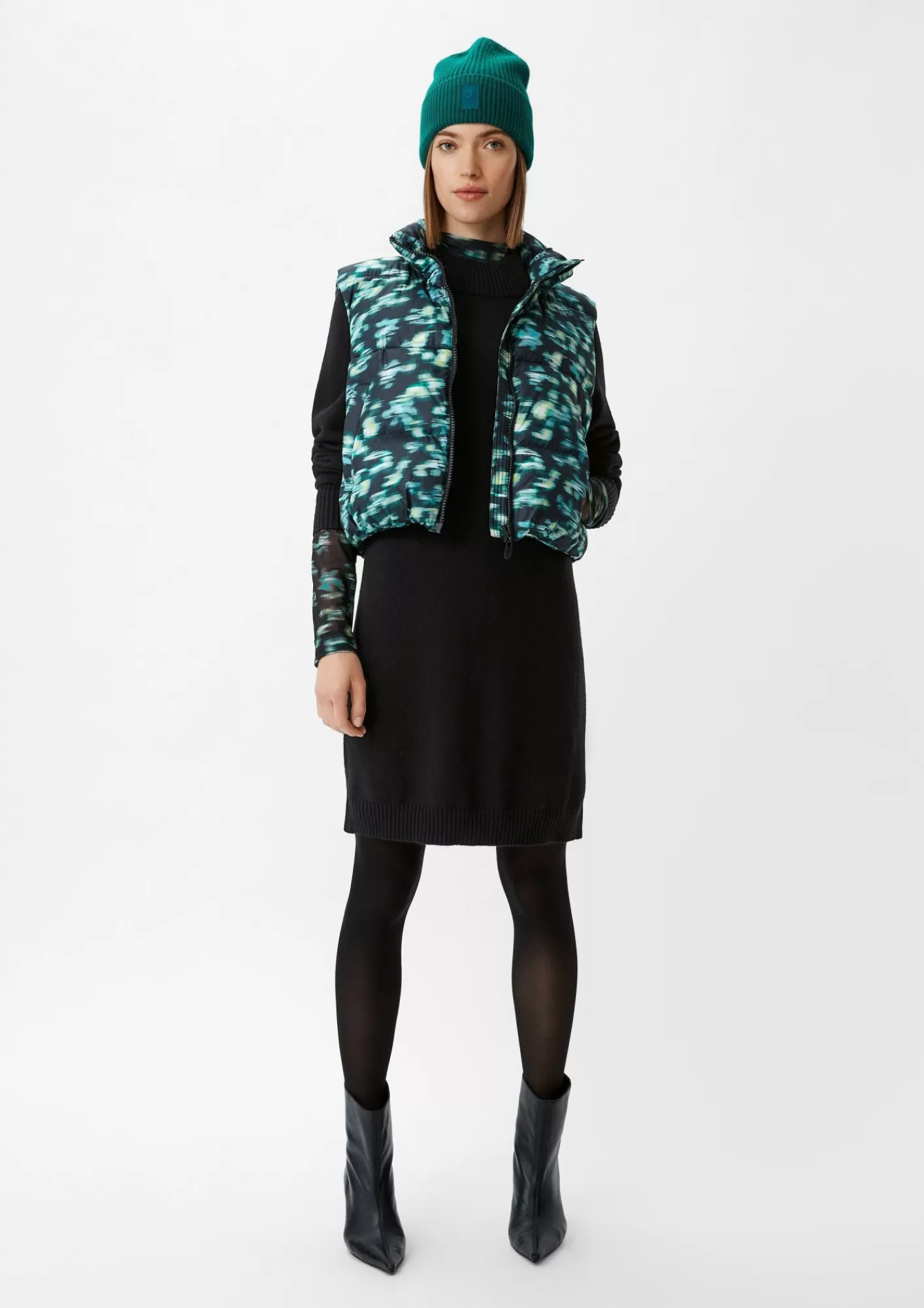 Best Sale Comma Kurzes Strickkleid Mit Rippblende