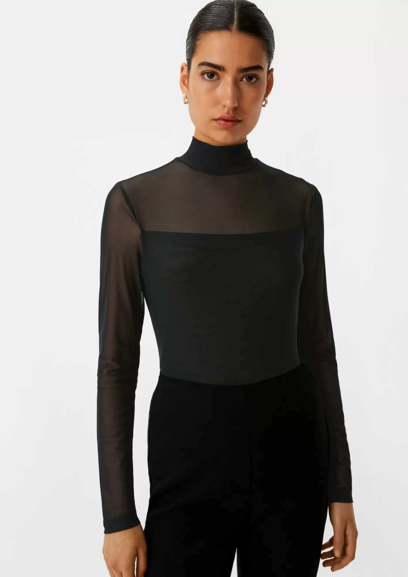 Flash Sale Comma Langarmbody Aus Semitransparentem Mesh