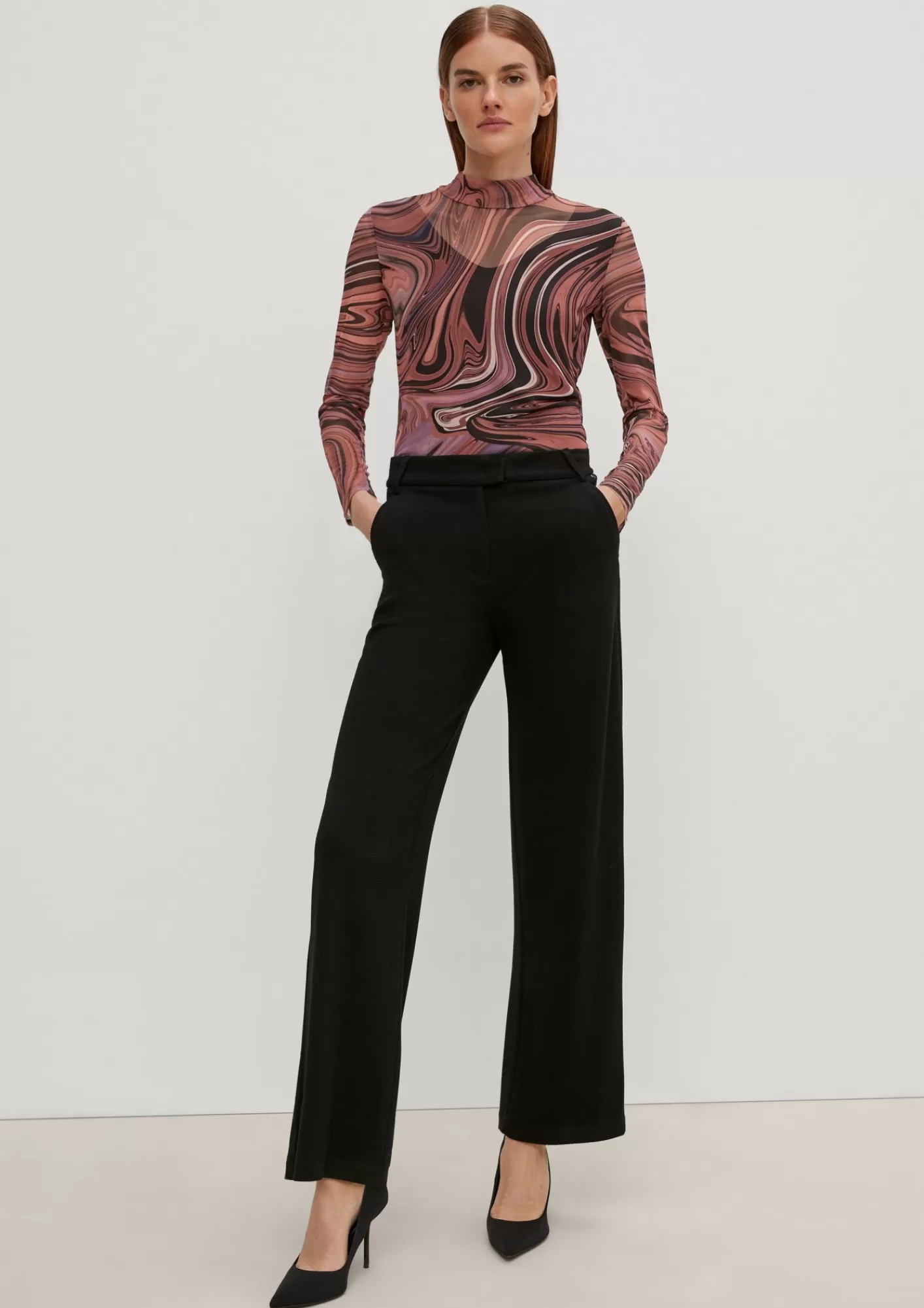 Online Comma Langarmshirt Aus Mesh