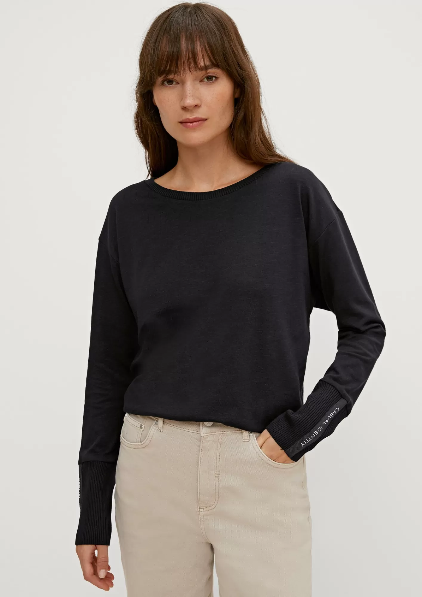 Sale Comma Langarmshirt Aus Modalmix