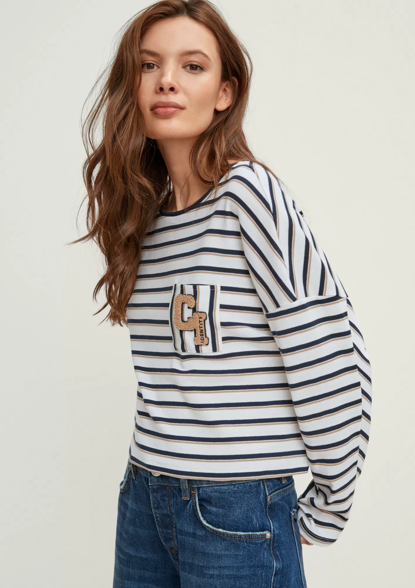 Sale Comma Langarmshirt Mit Logomotiv