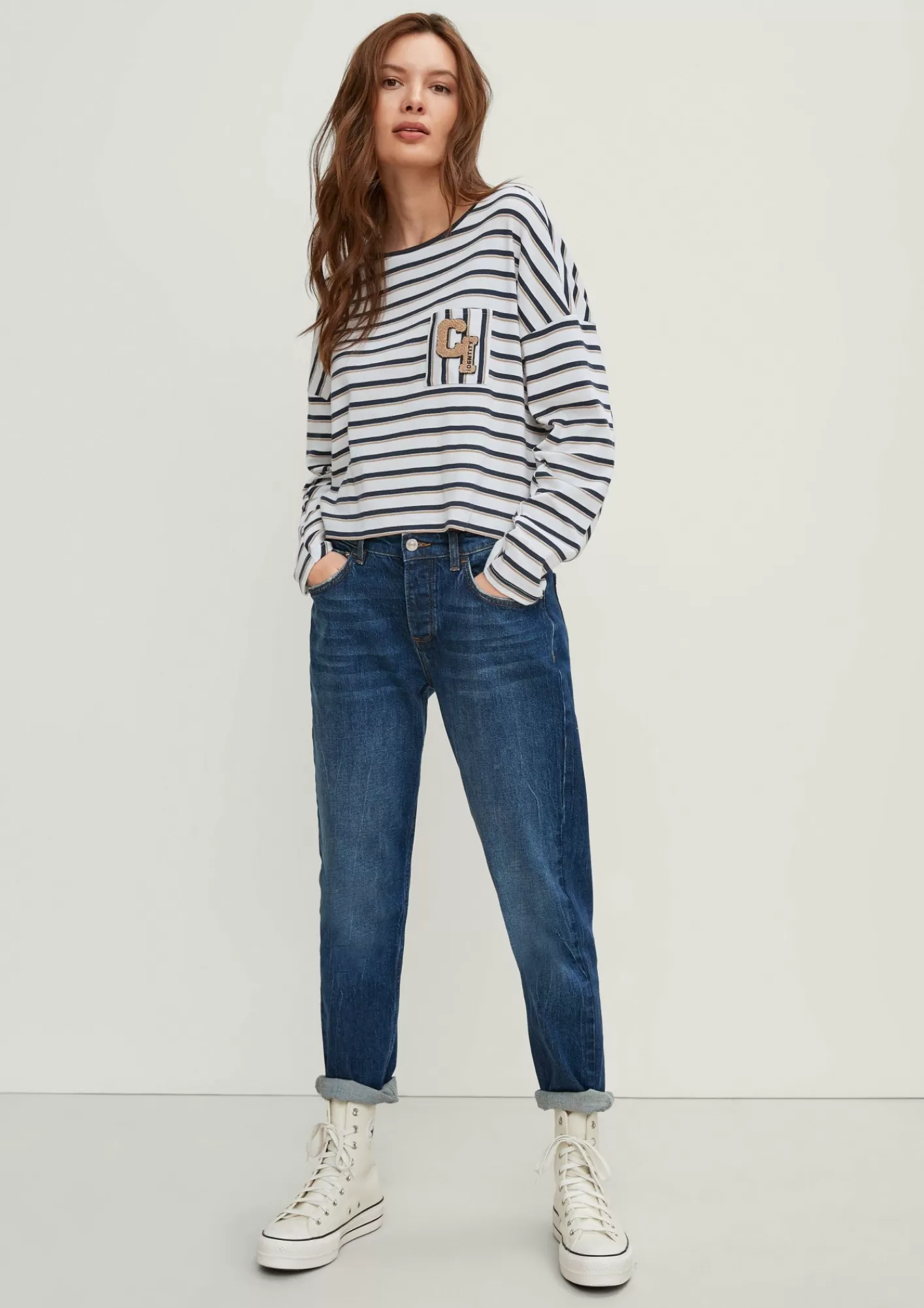 Sale Comma Langarmshirt Mit Logomotiv