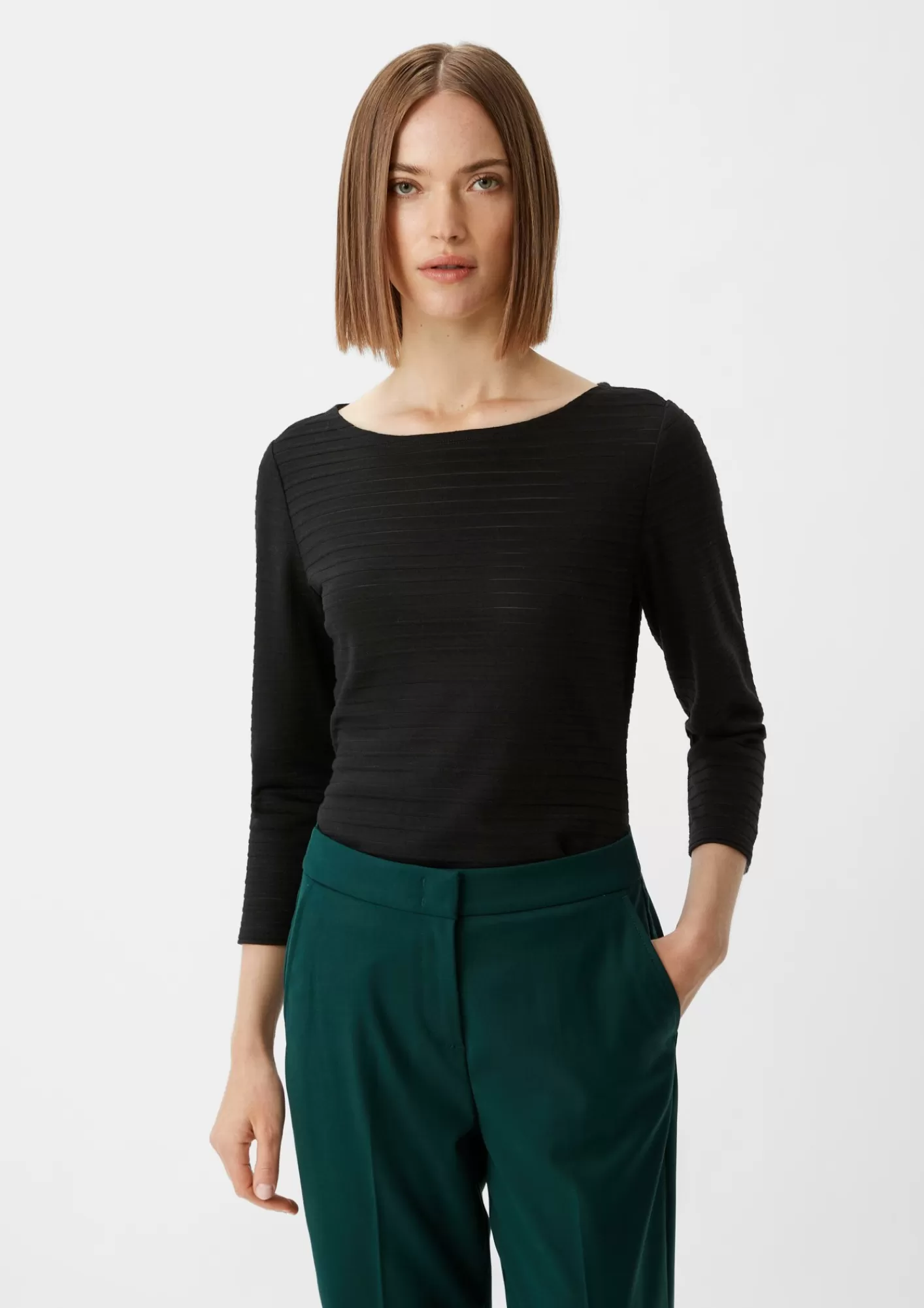 Fashion Comma Langarmshirt Mit Semitransparenten Streifen