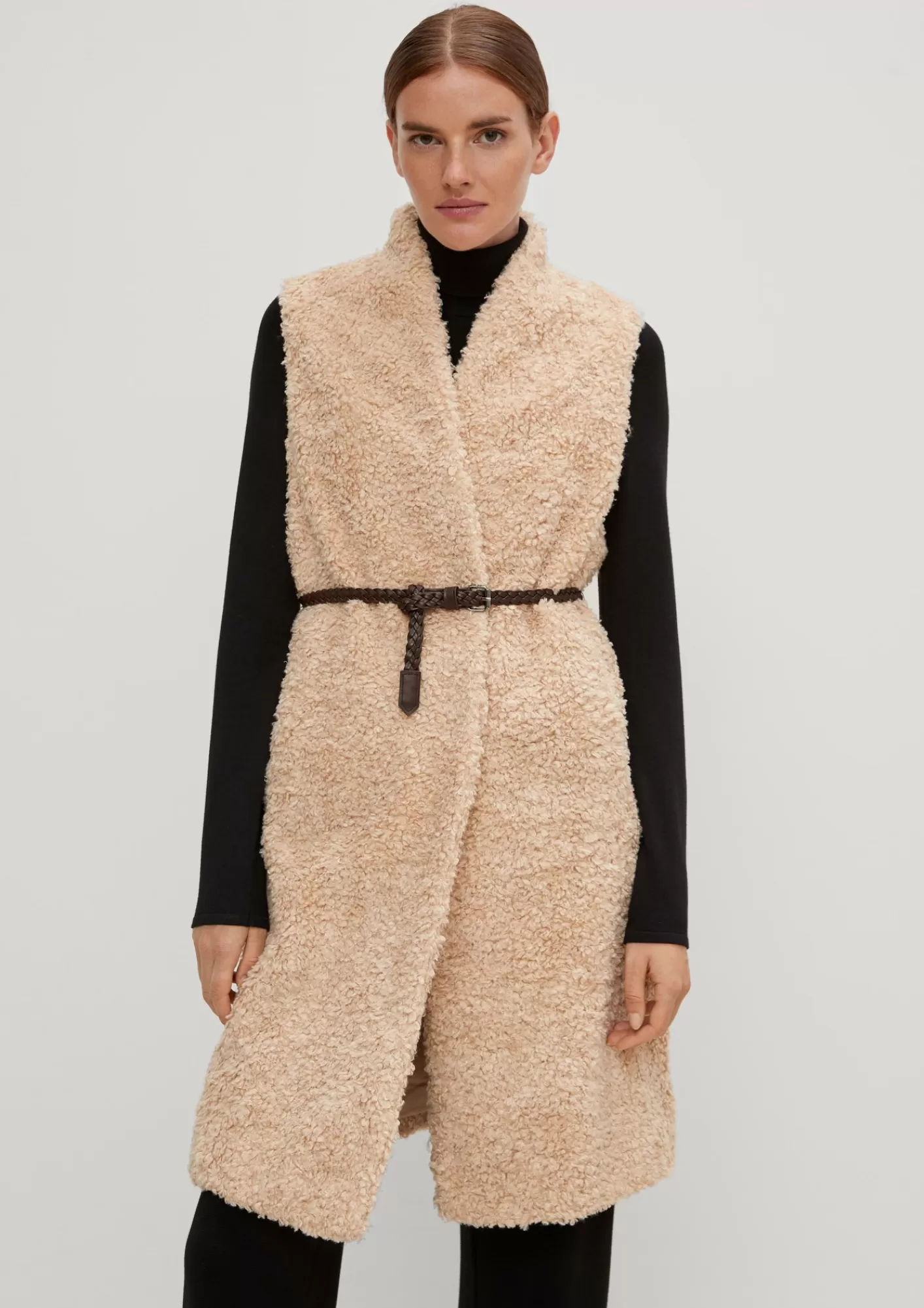 Sale Comma Lange Weste Aus Teddy-Plusch