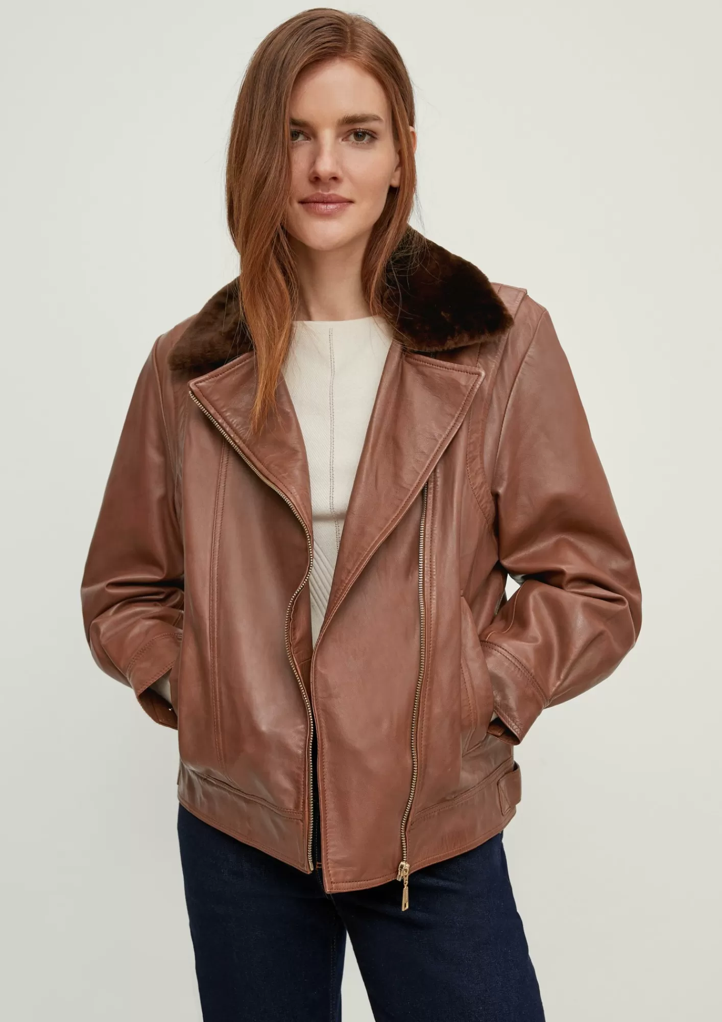 Fashion Comma Lederjacke Im Biker-Look