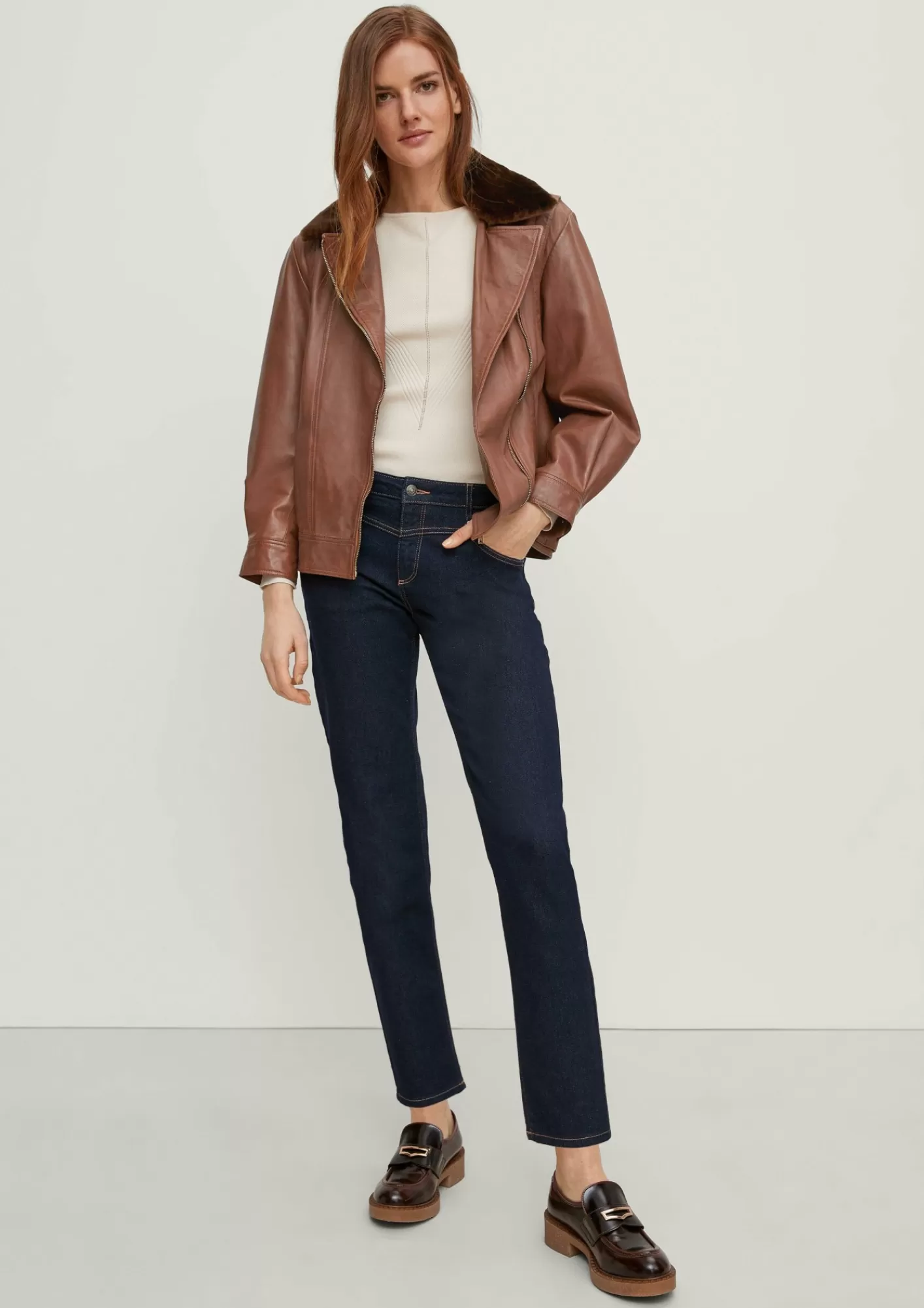 Fashion Comma Lederjacke Im Biker-Look