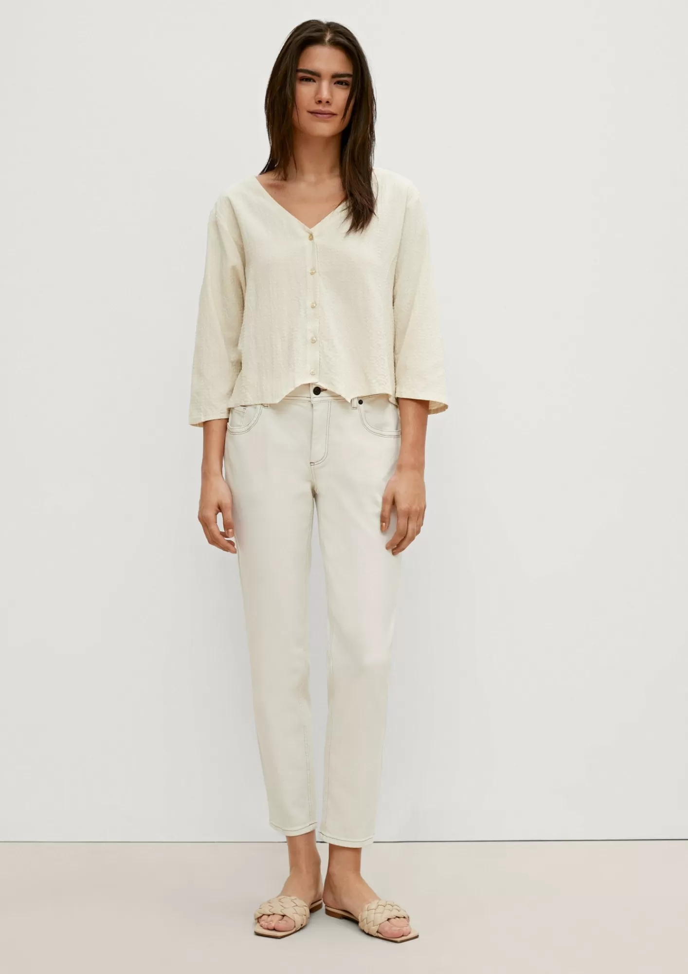 Cheap Comma Leichte Bluse Aus Seersucker