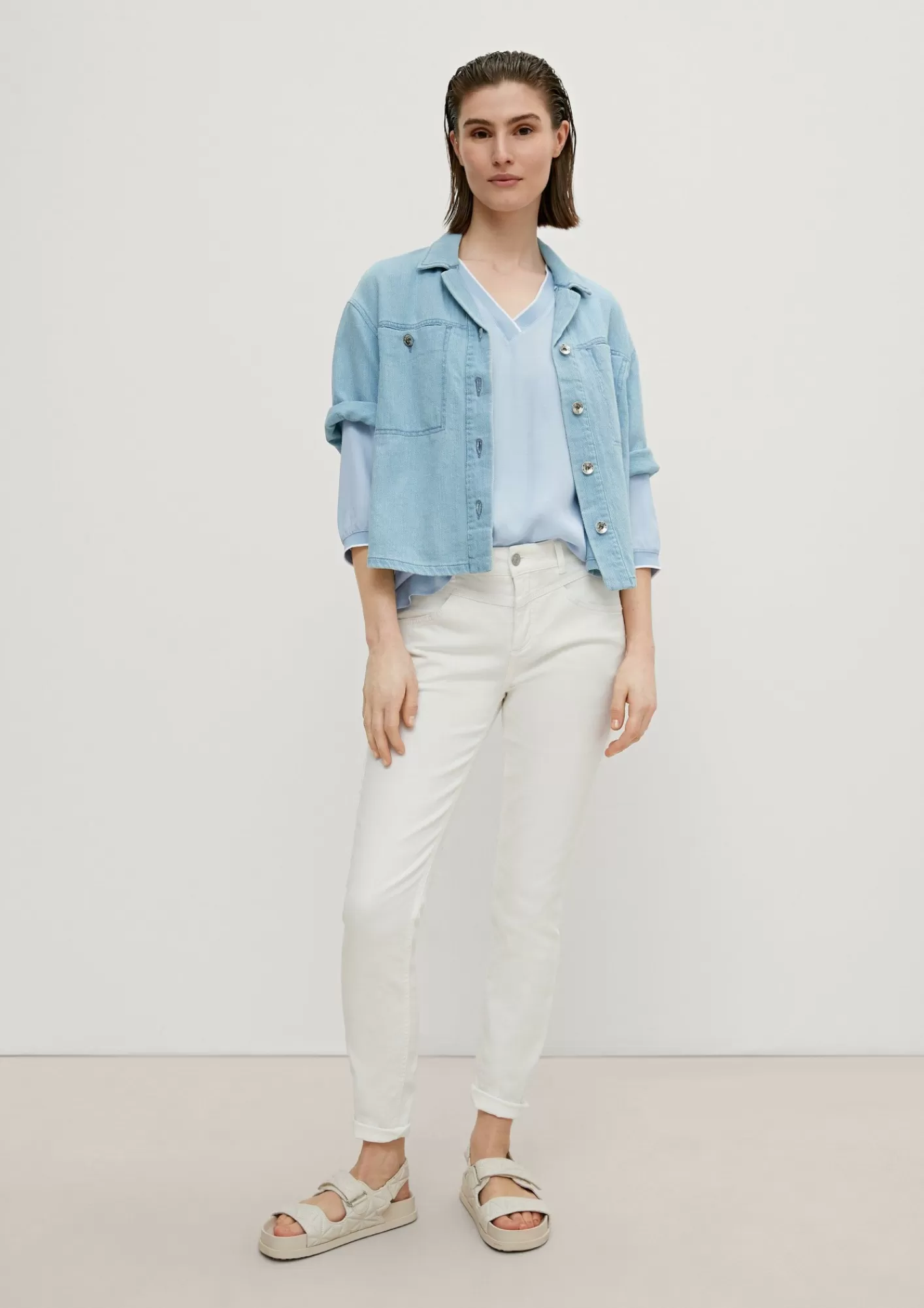 Cheap Comma Leichte Bluse Mit V-Neck