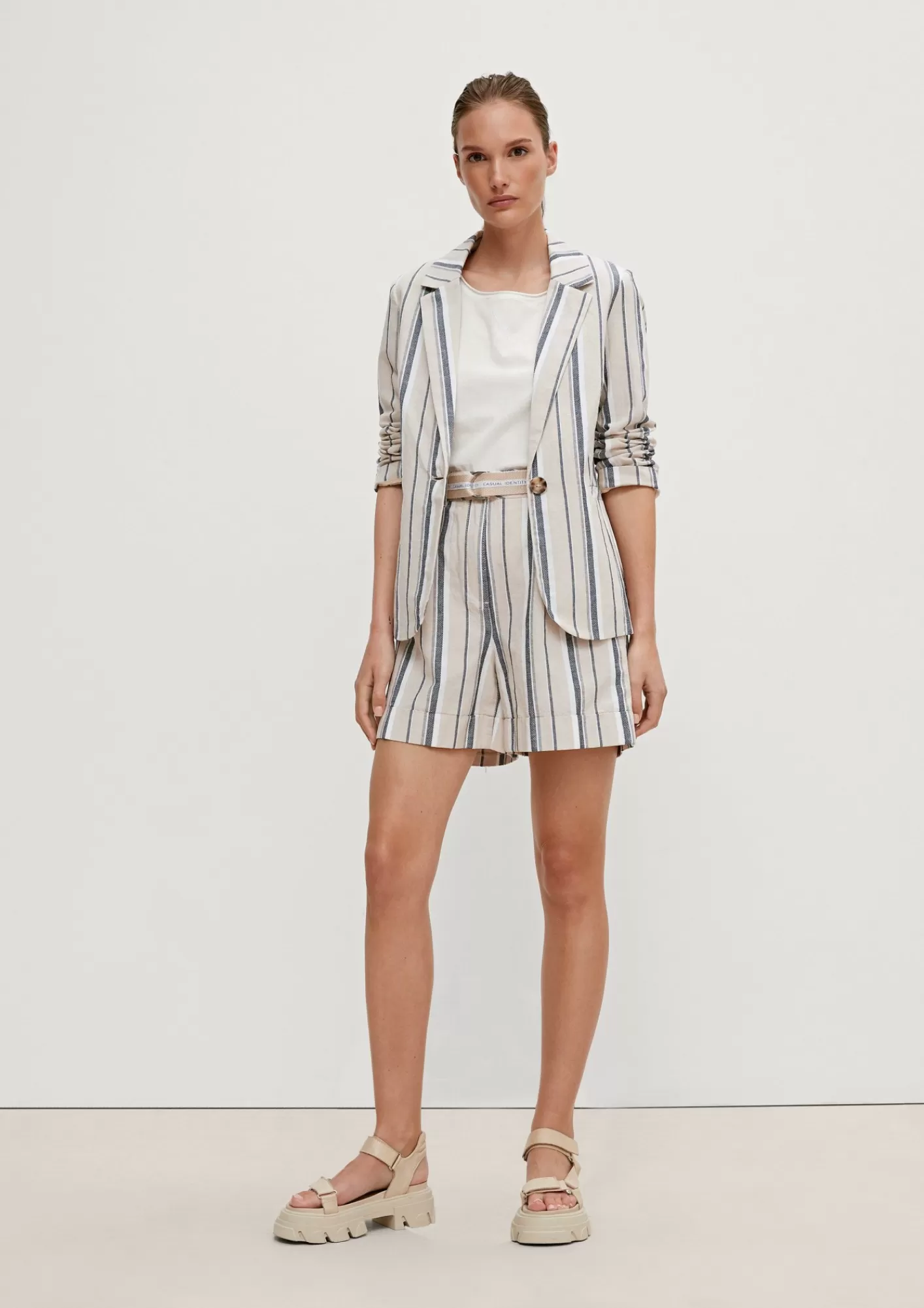 Flash Sale Comma Leinenmix-Blazer Mit Streifen