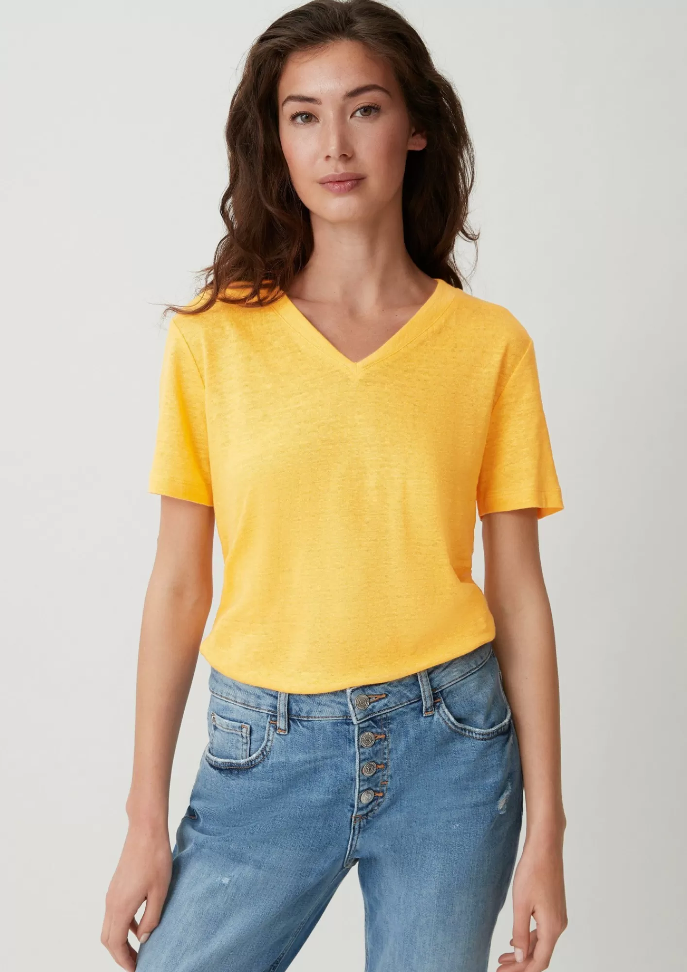 New Comma Leinenshirt Mit V-Ausschnitt