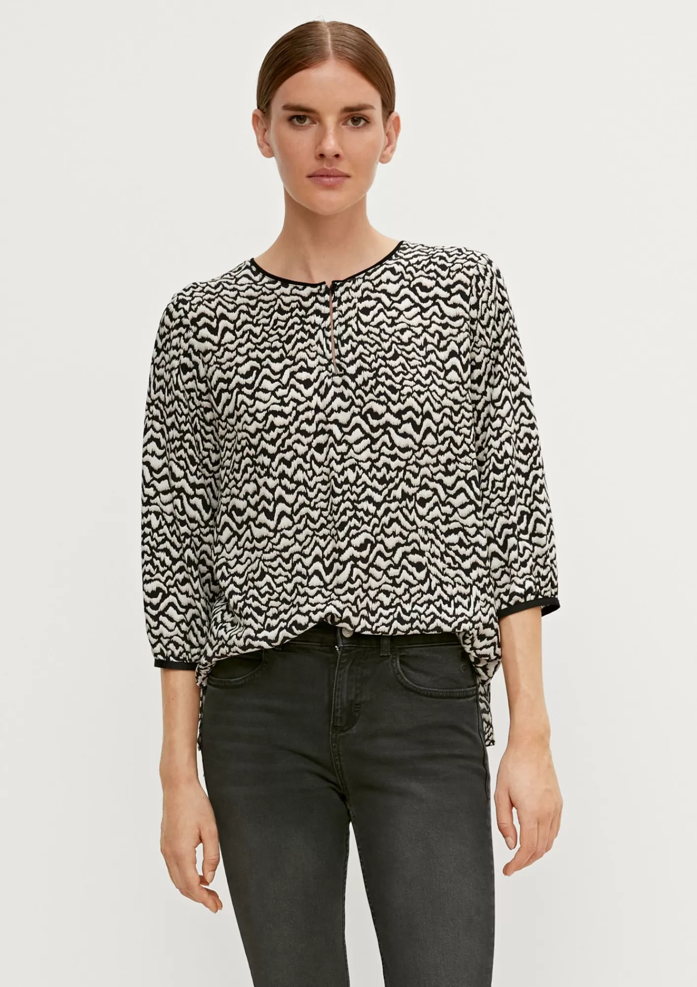 Cheap Comma Lockere Printbluse Aus Crepe