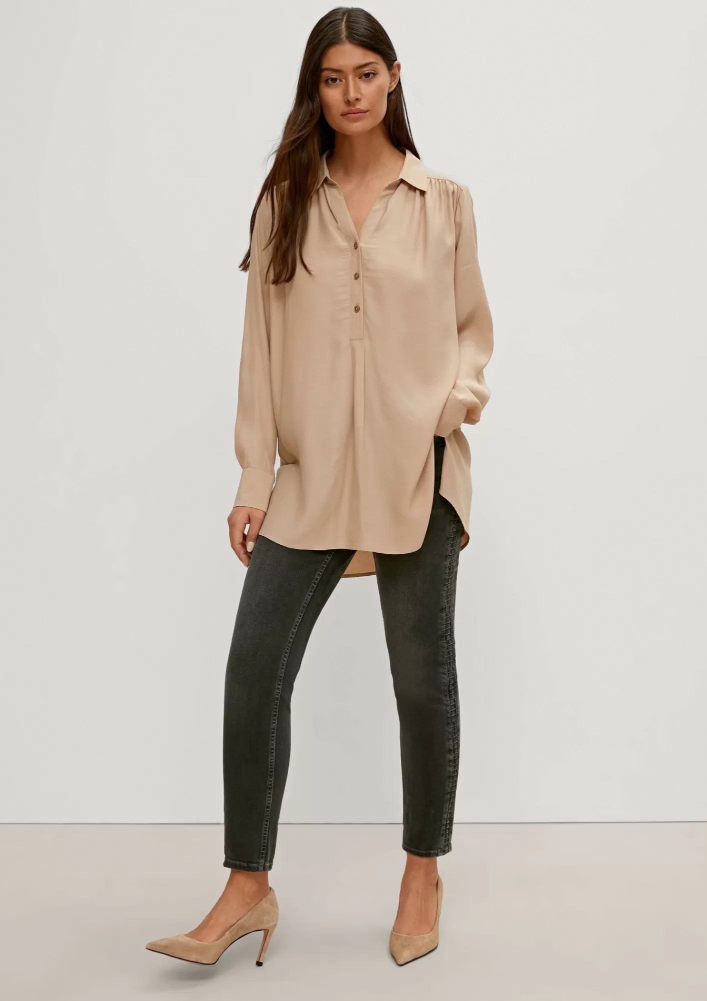 Outlet Comma Longbluse Aus Viskose