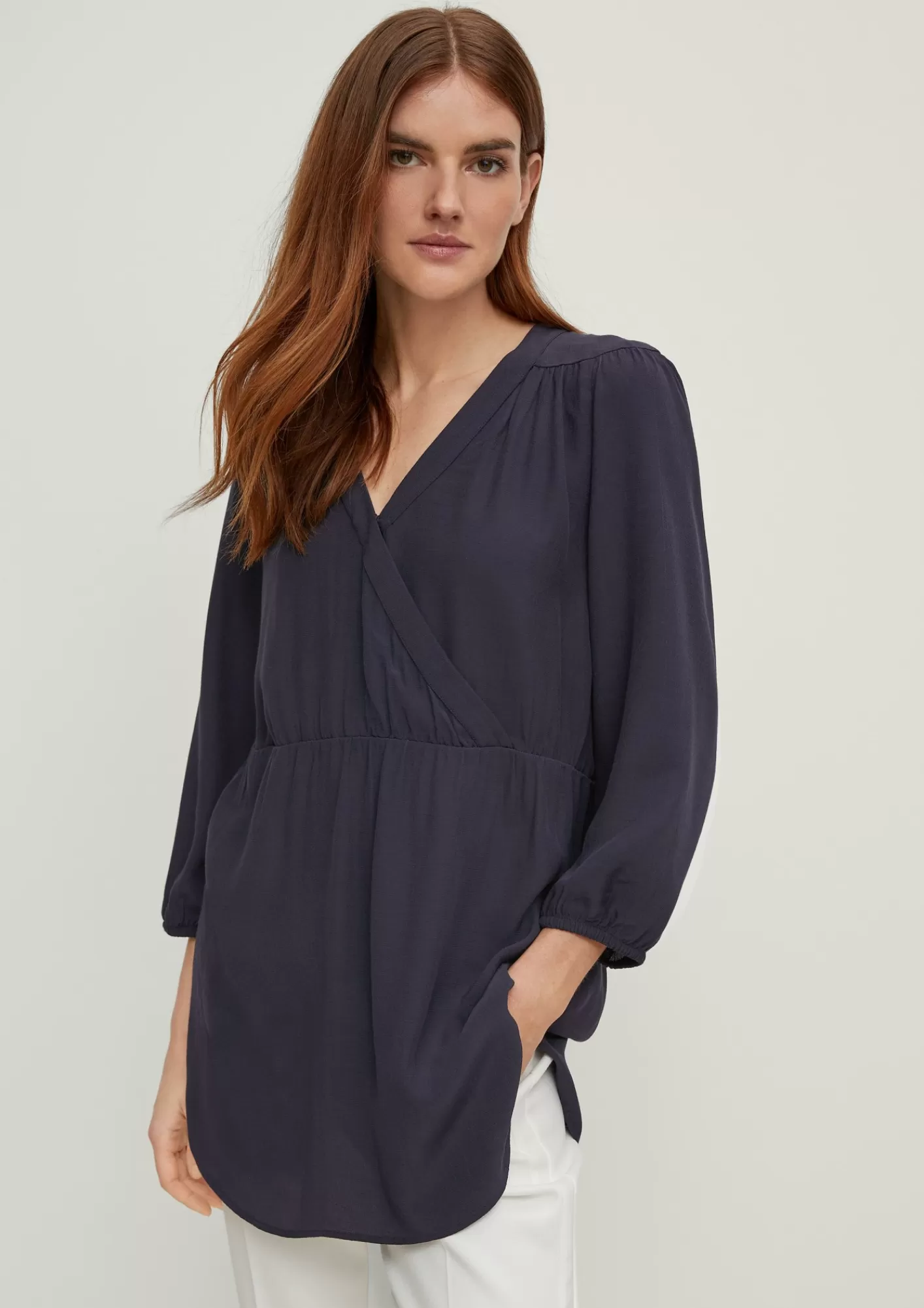 Online Comma Longbluse In Wickeloptik