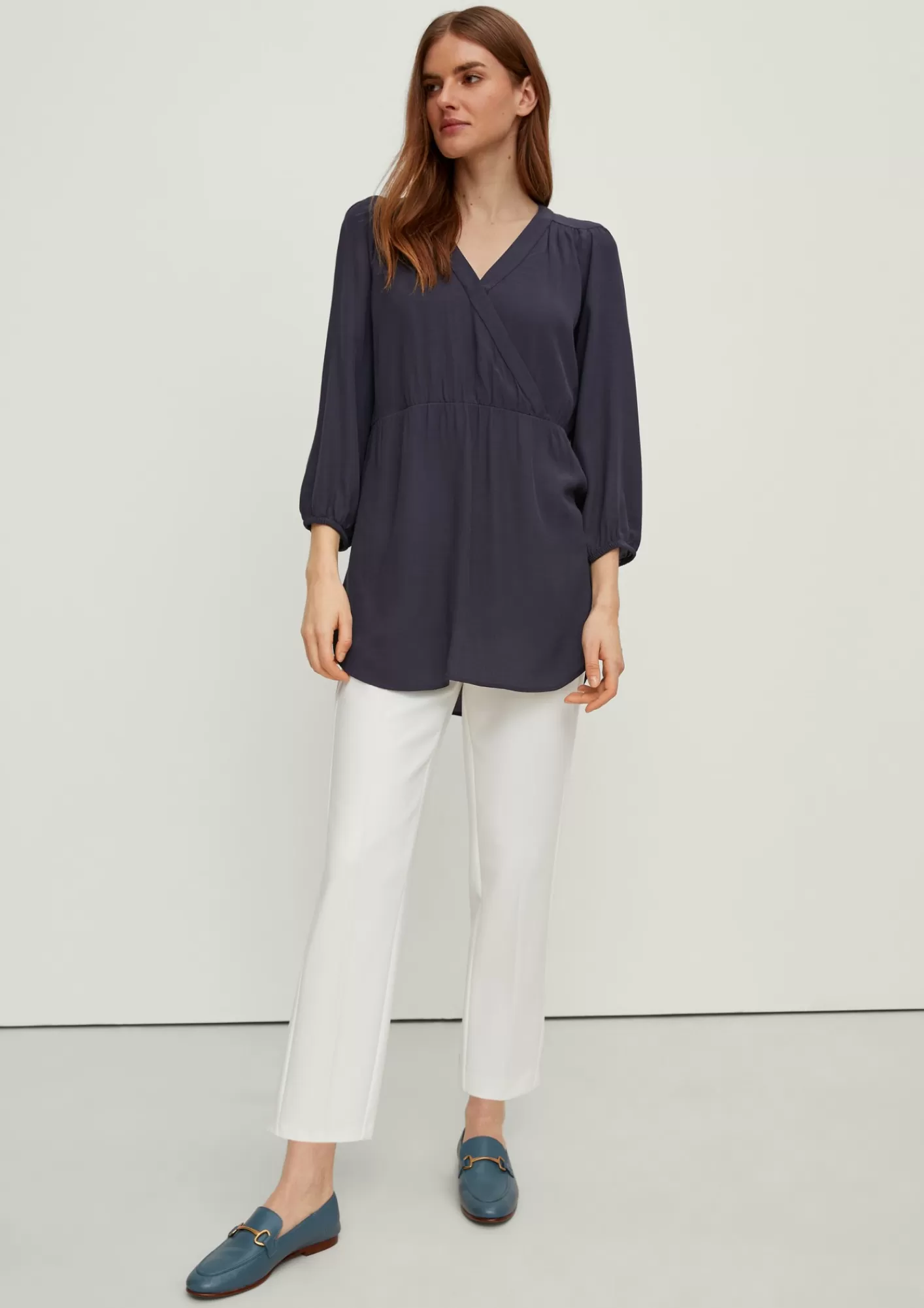 Online Comma Longbluse In Wickeloptik