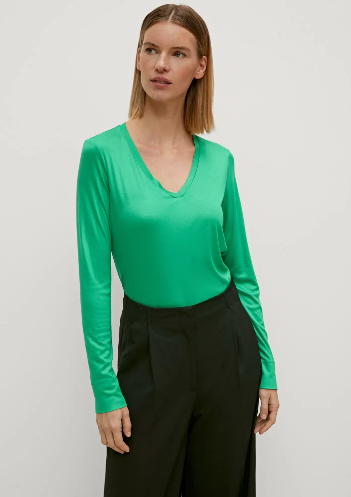 Sale Comma Longsleeve Aus Satiniertem Jersey