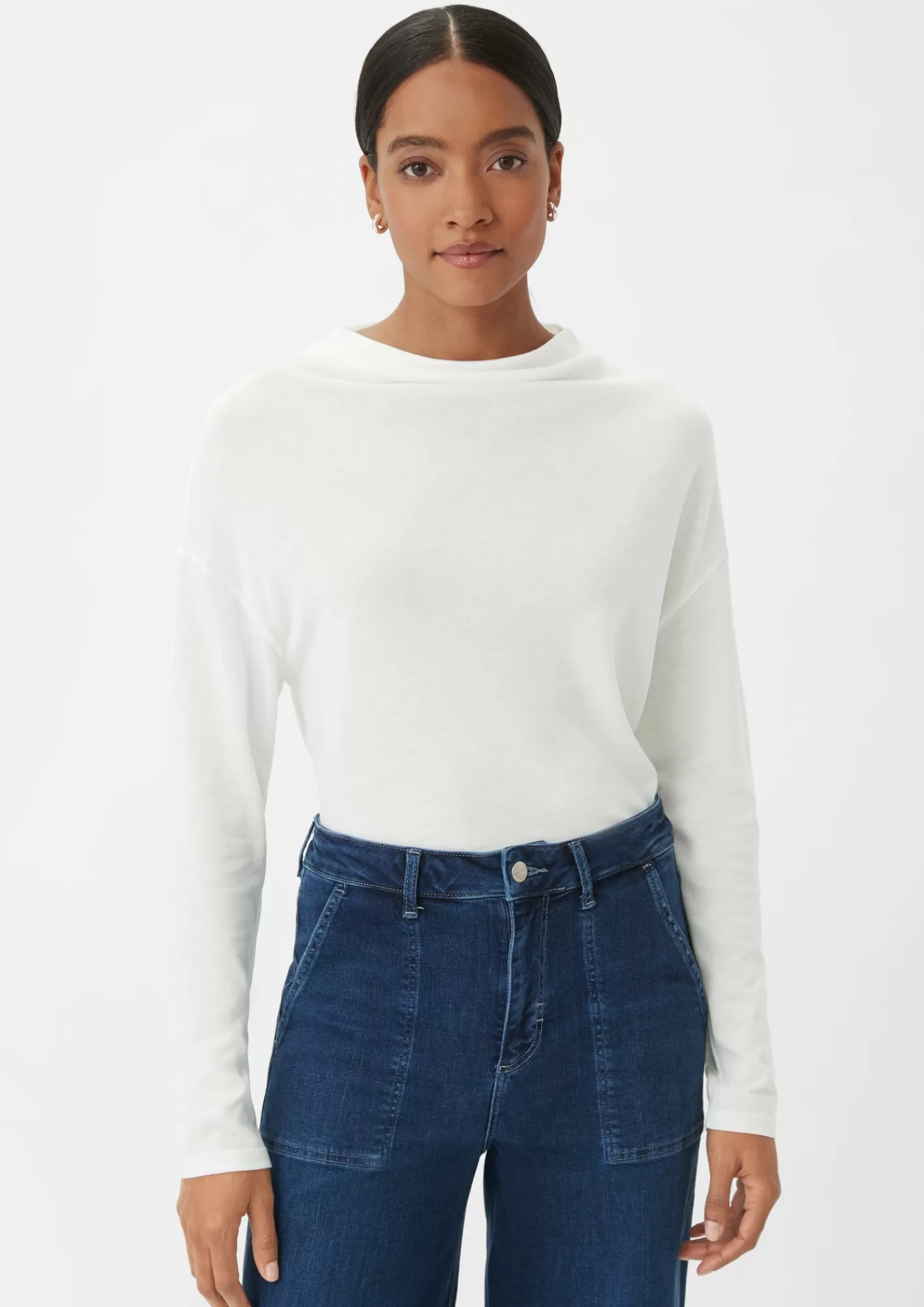 Cheap Comma Longsleeve Mit Drapiertem Ausschnitt