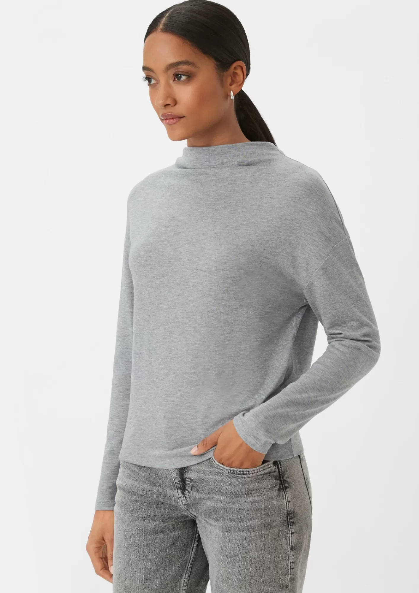 Online Comma Longsleeve Mit Drapiertem Ausschnitt