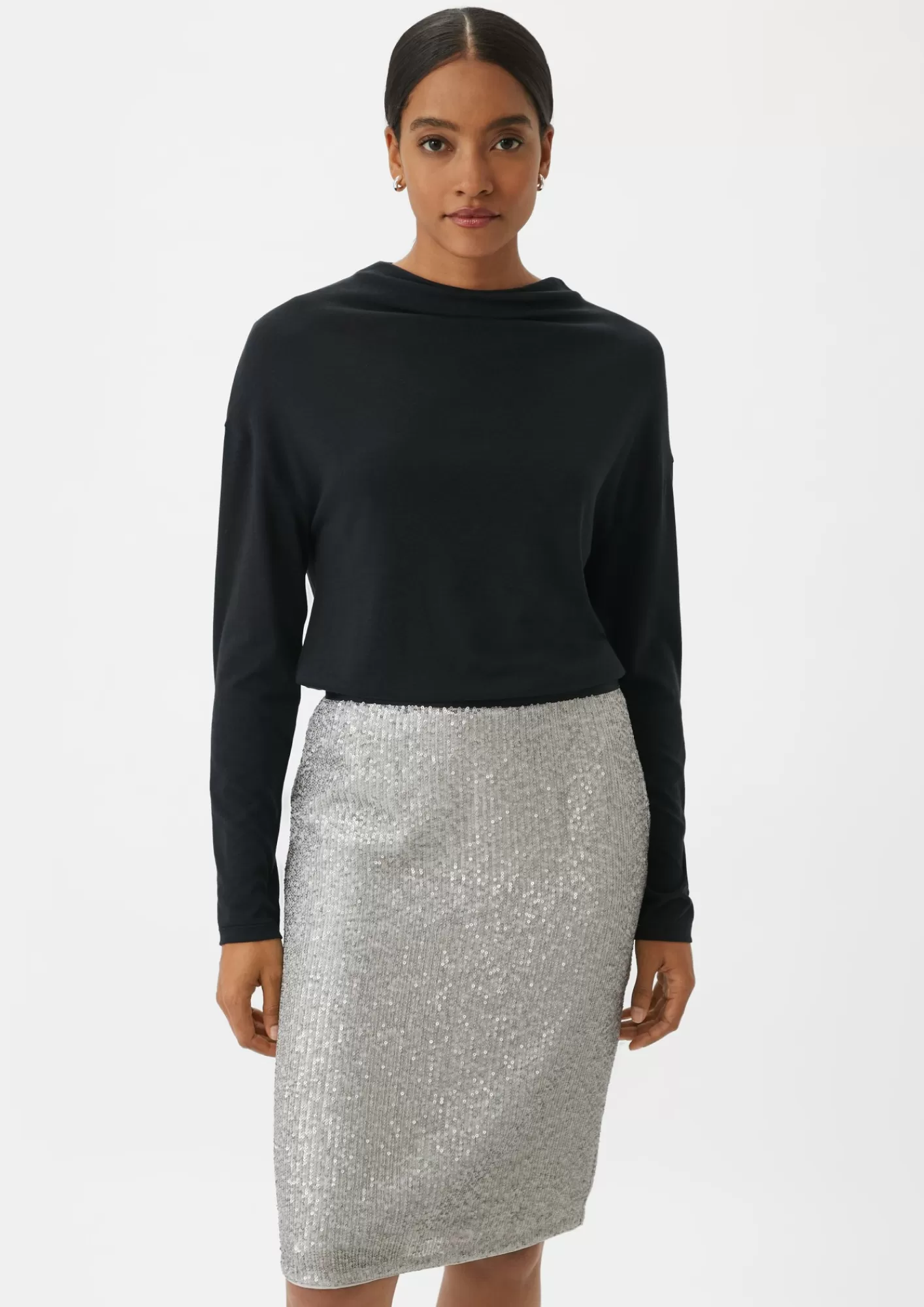 Discount Comma Longsleeve Mit Drapiertem Ausschnitt