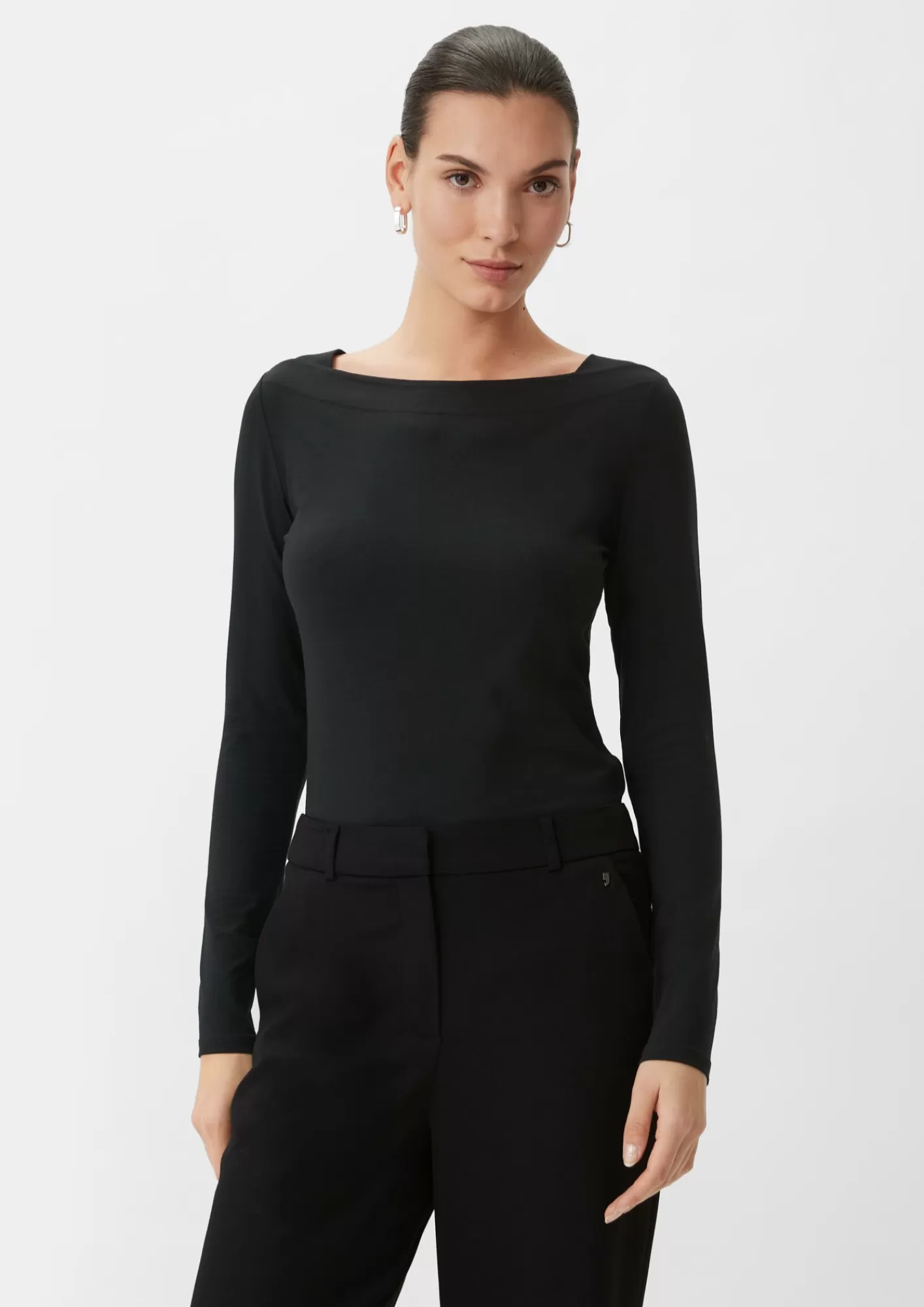 Hot Comma Longsleeve Mit Eckigem Ausschnitt