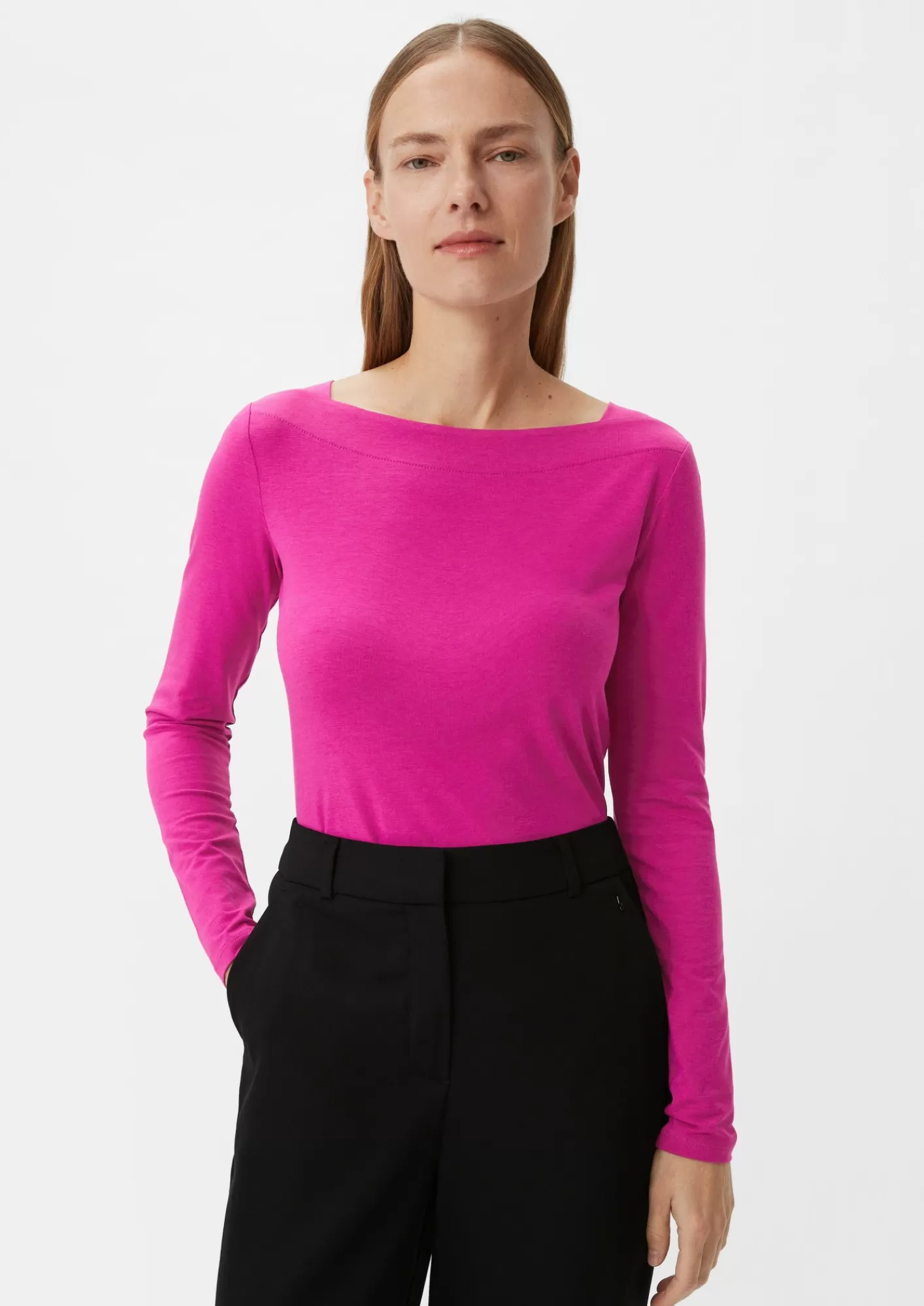 Clearance Comma Longsleeve Mit Eckigem Ausschnitt