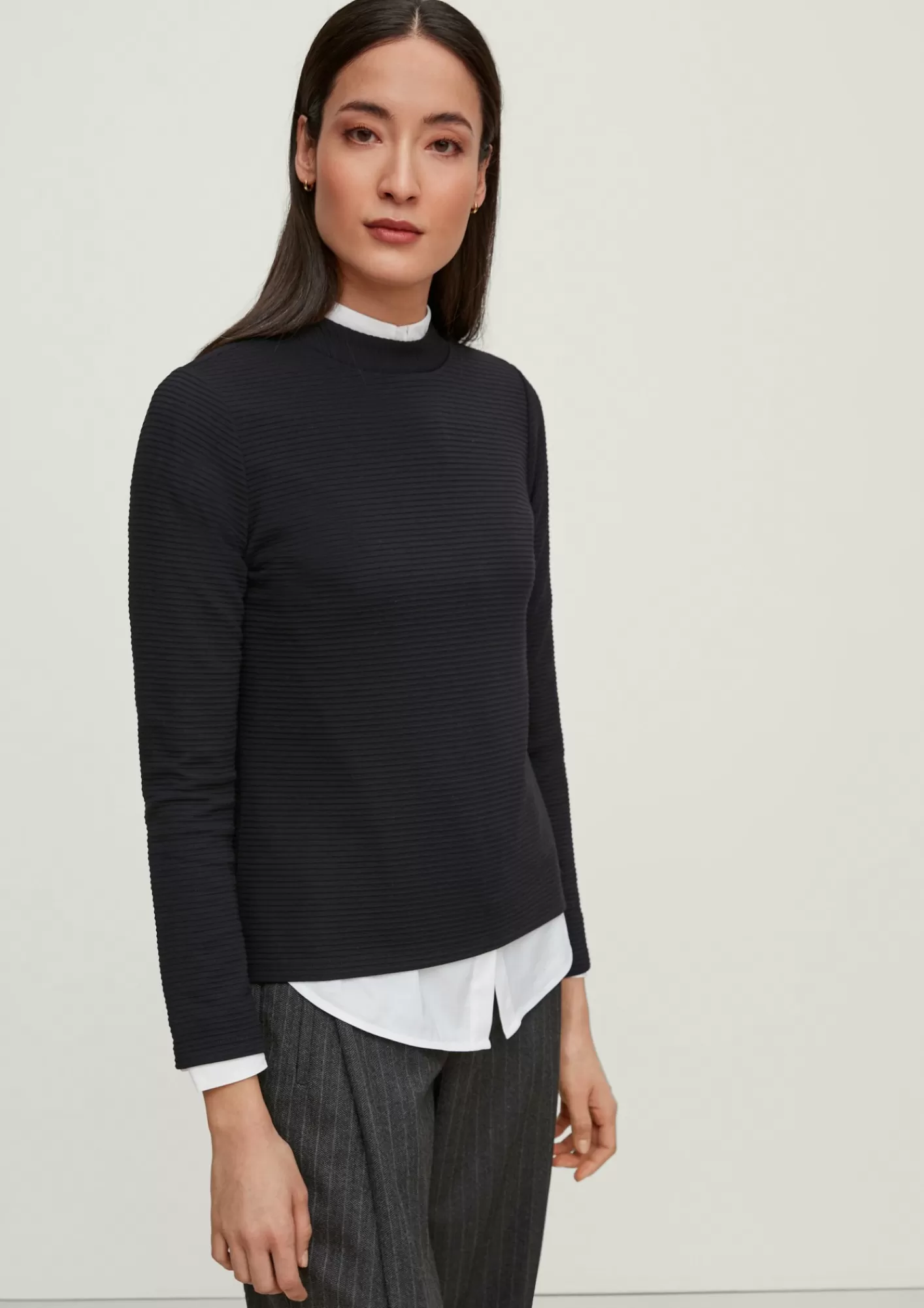 Sale Comma Longsleeve Mit Rippstruktur