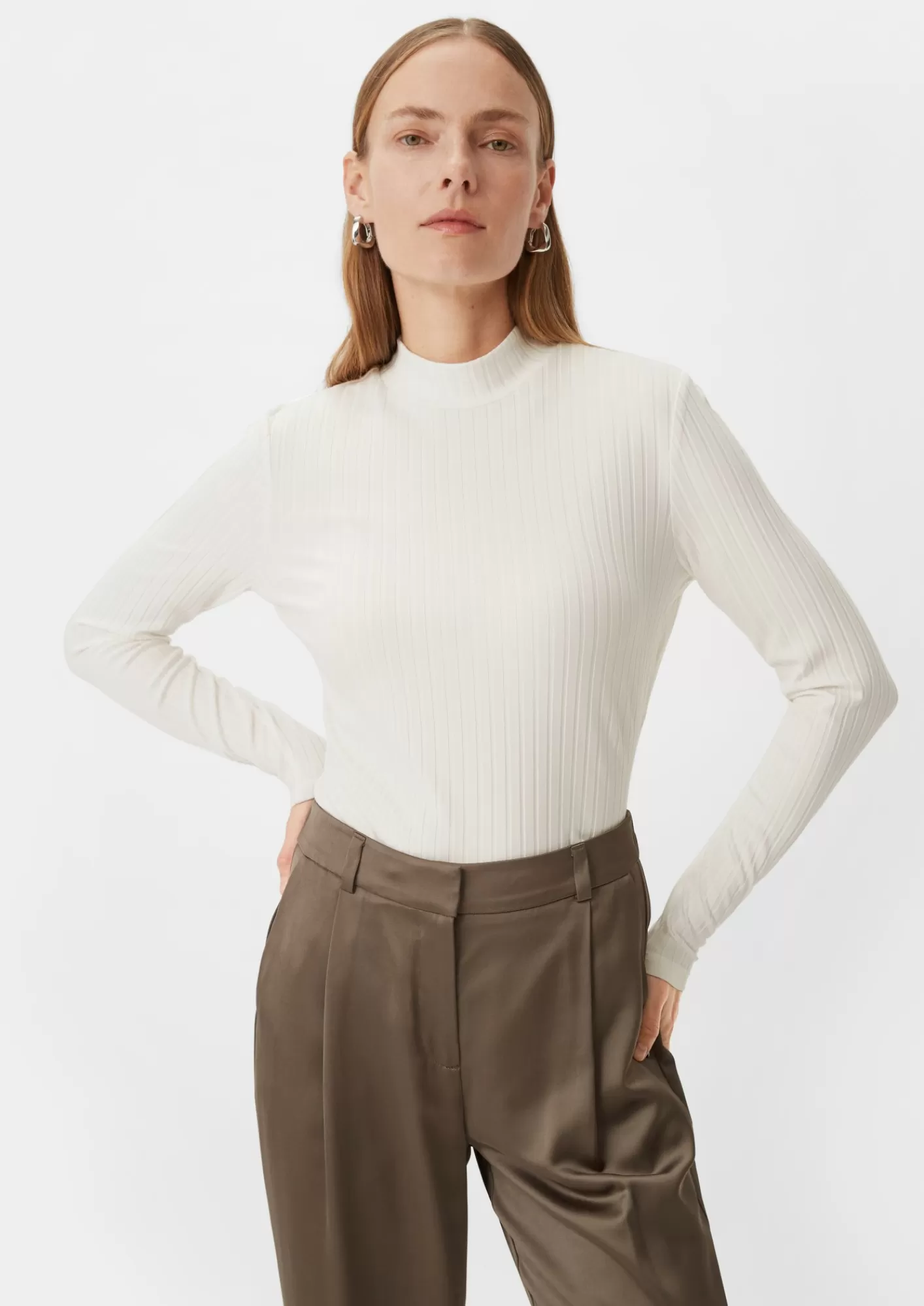 Cheap Comma Longsleeve Mit Rippstruktur