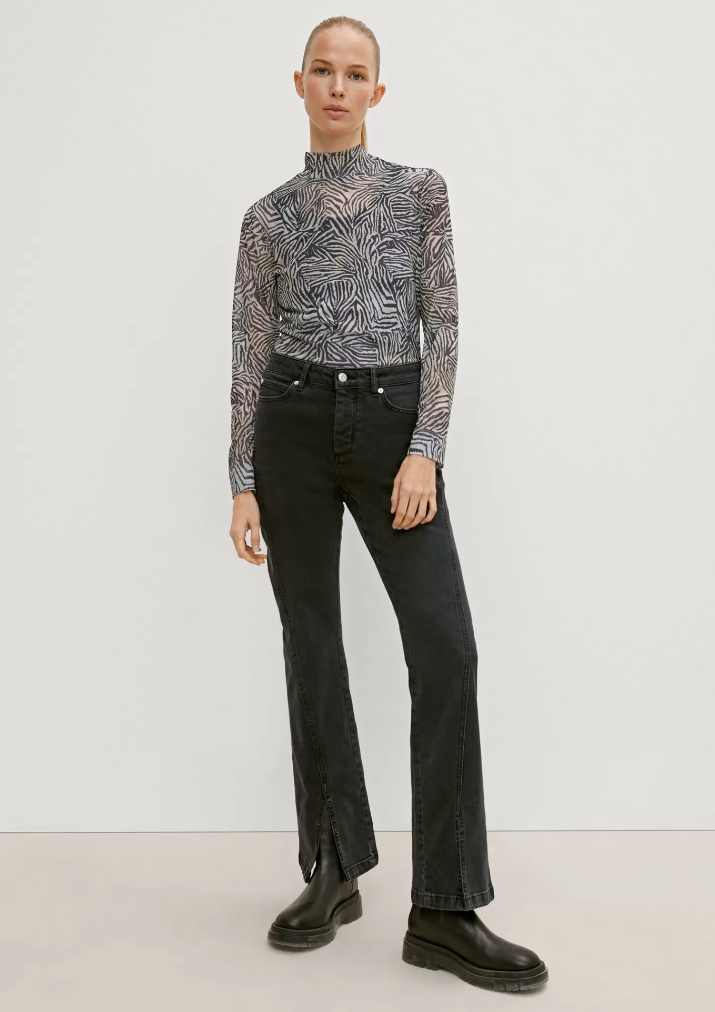 Hot Comma Longsleeve Mit Stehkragen