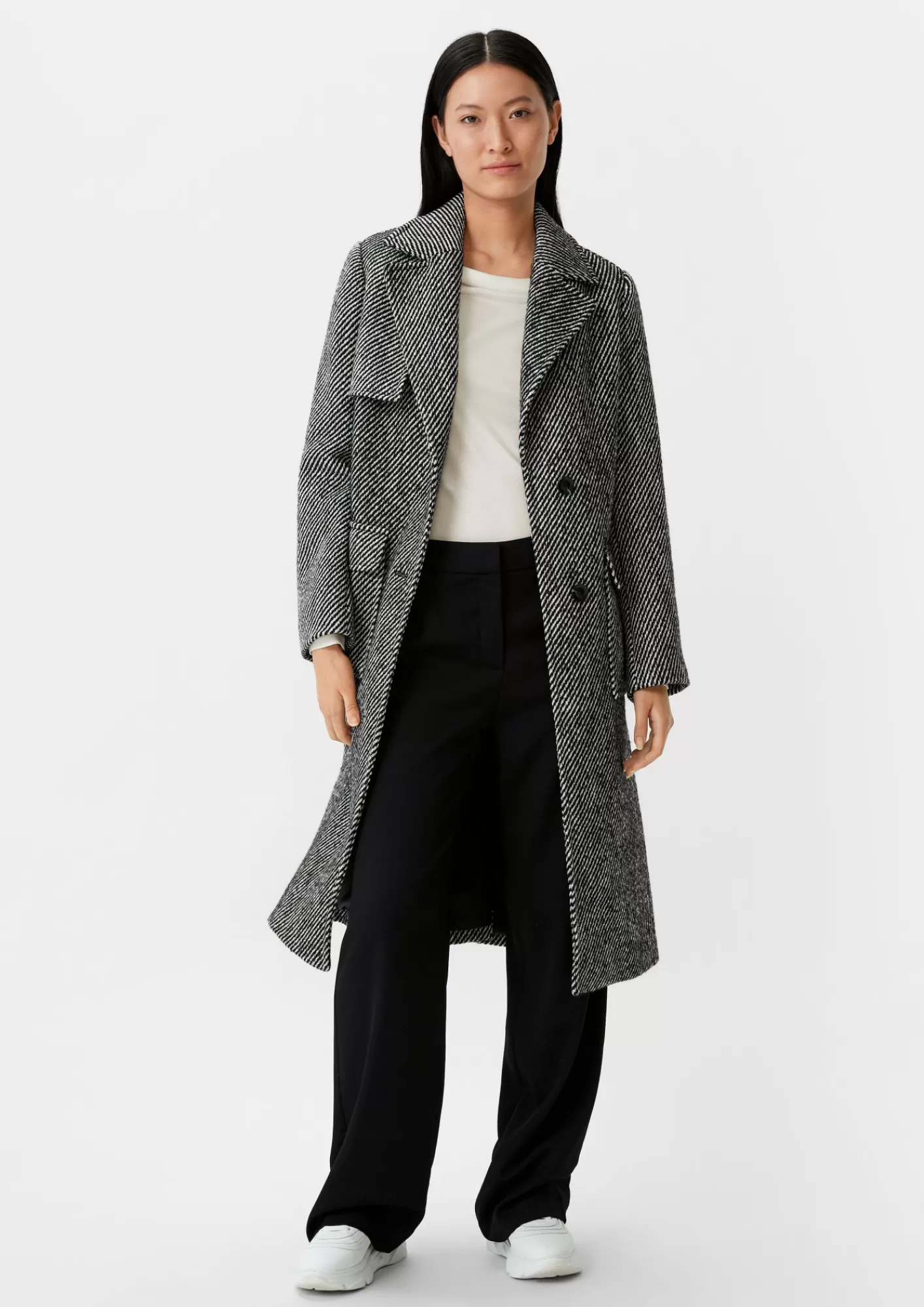 Cheap Comma Longsleeve Mit Wasserfall-Ausschnitt