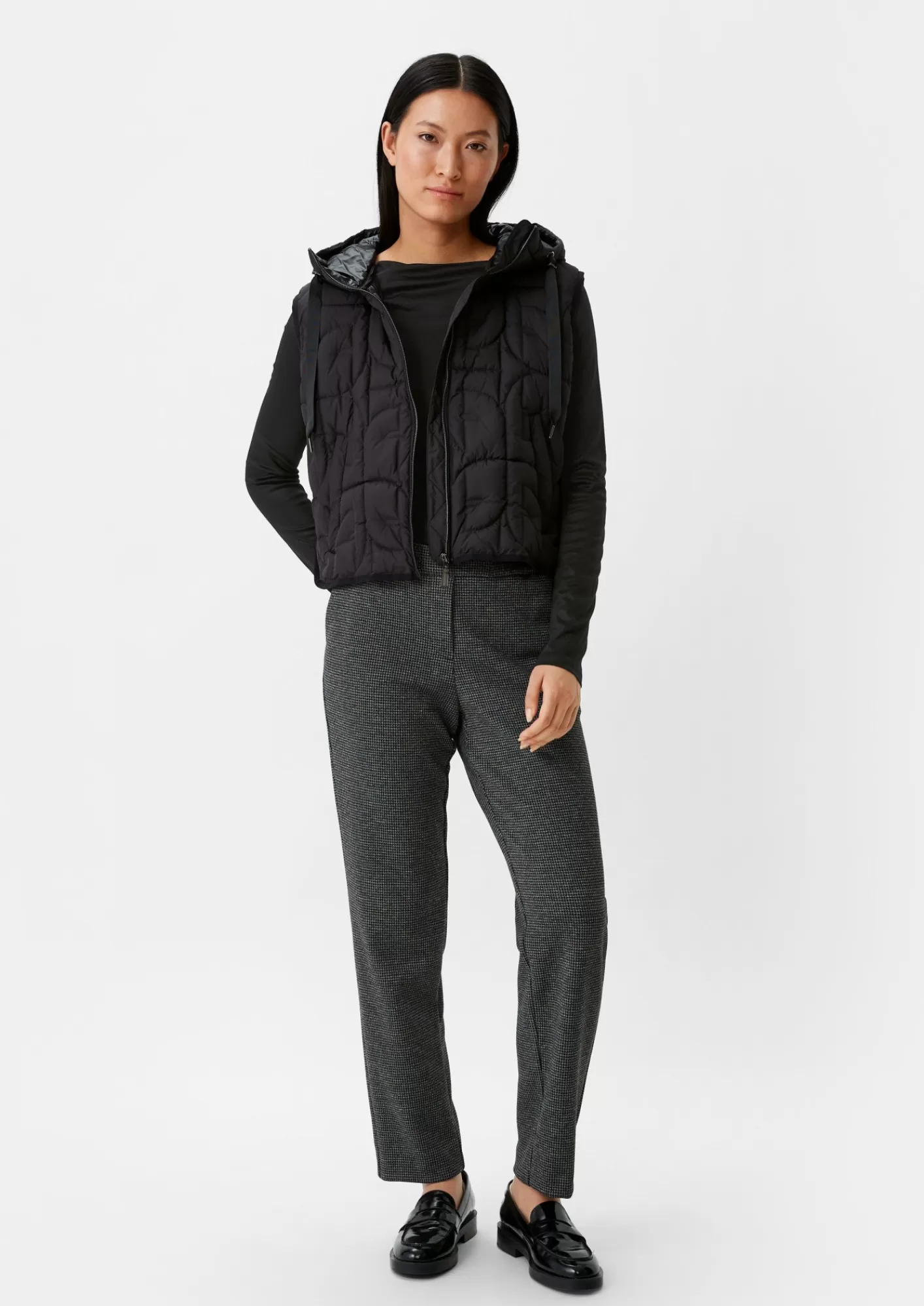 Fashion Comma Longsleeve Mit Wasserfall-Ausschnitt