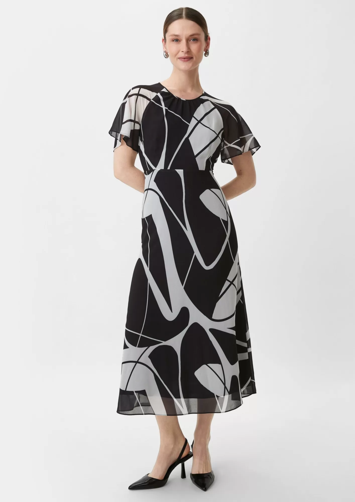 Outlet Comma Maxi-Kleid Aus Chiffon