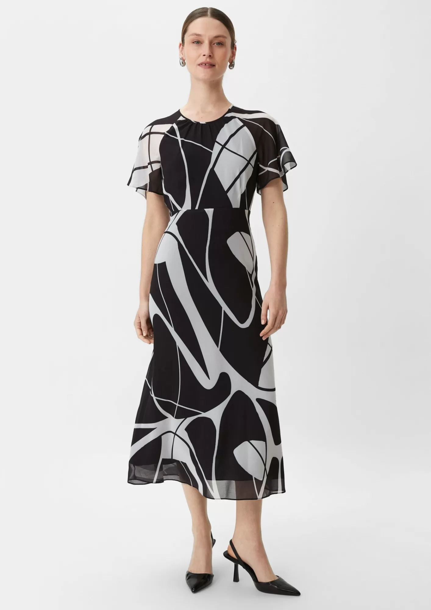 Outlet Comma Maxi-Kleid Aus Chiffon