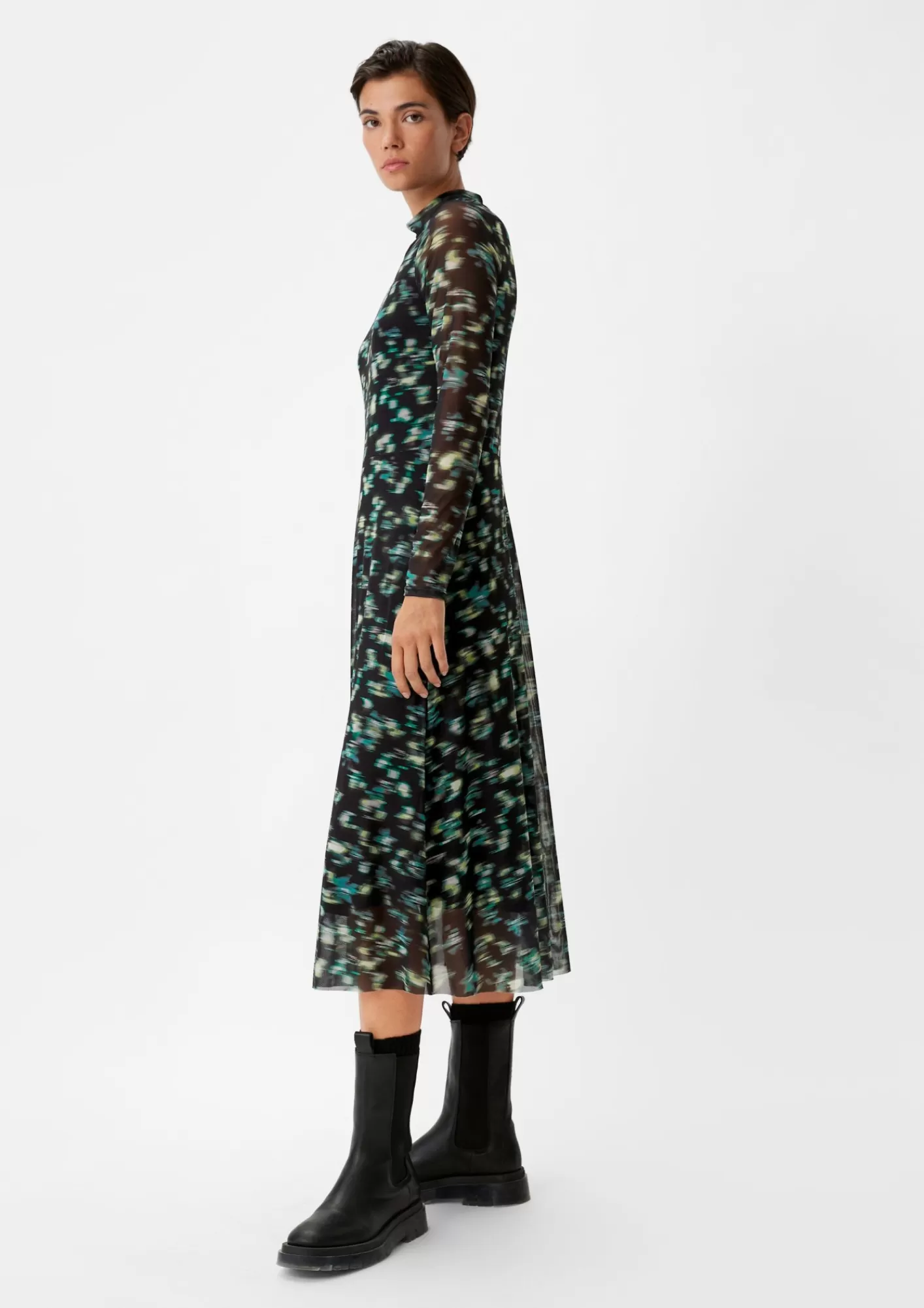 Clearance Comma Meshkleid Mit Stehkragen