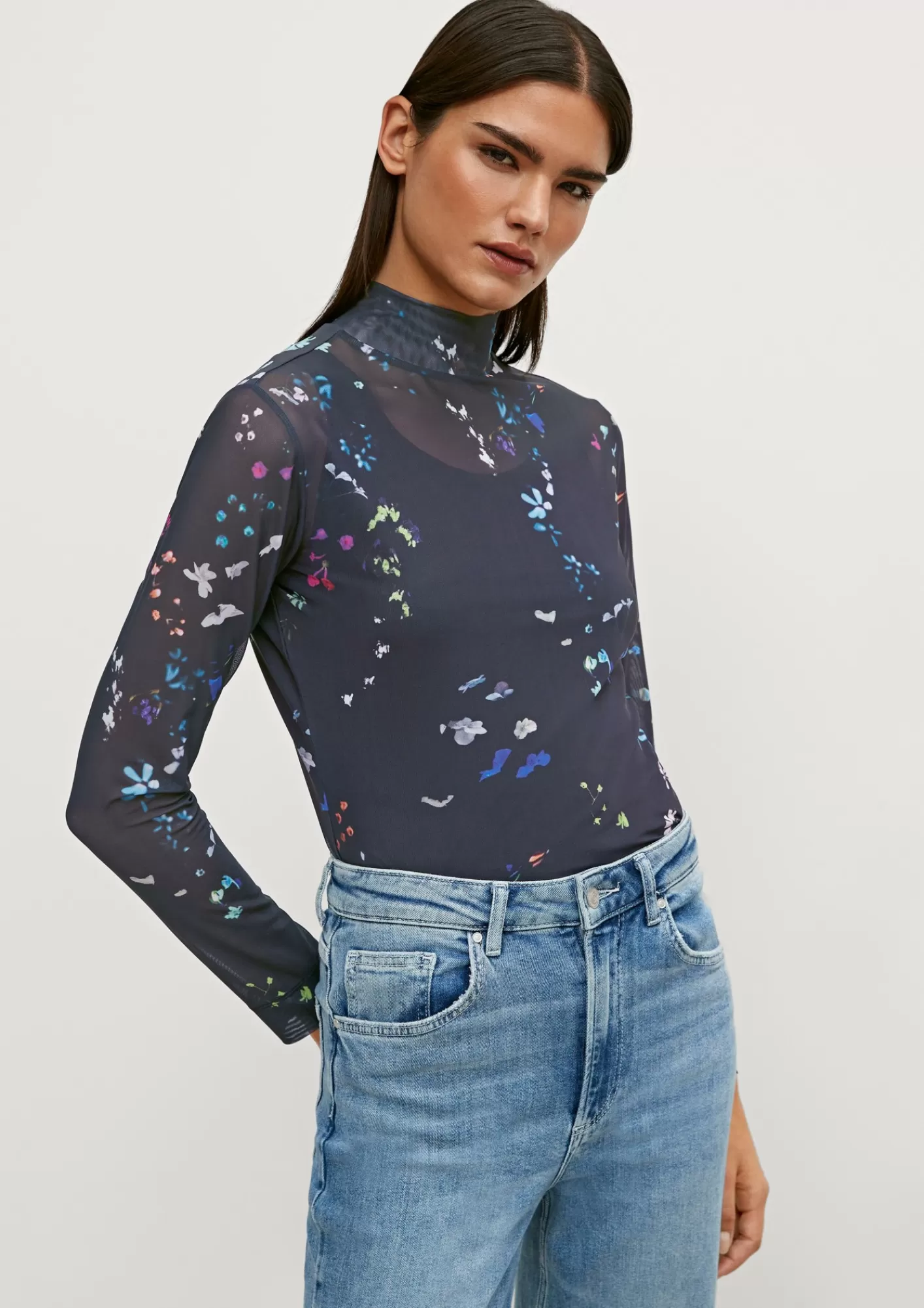 Store Comma Mesh-Shirt Mit Allover-Print