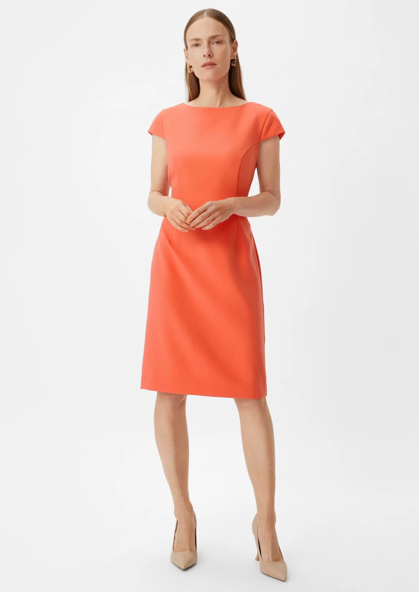 Fashion Comma Midi Kleid Mit Teilungsnahten