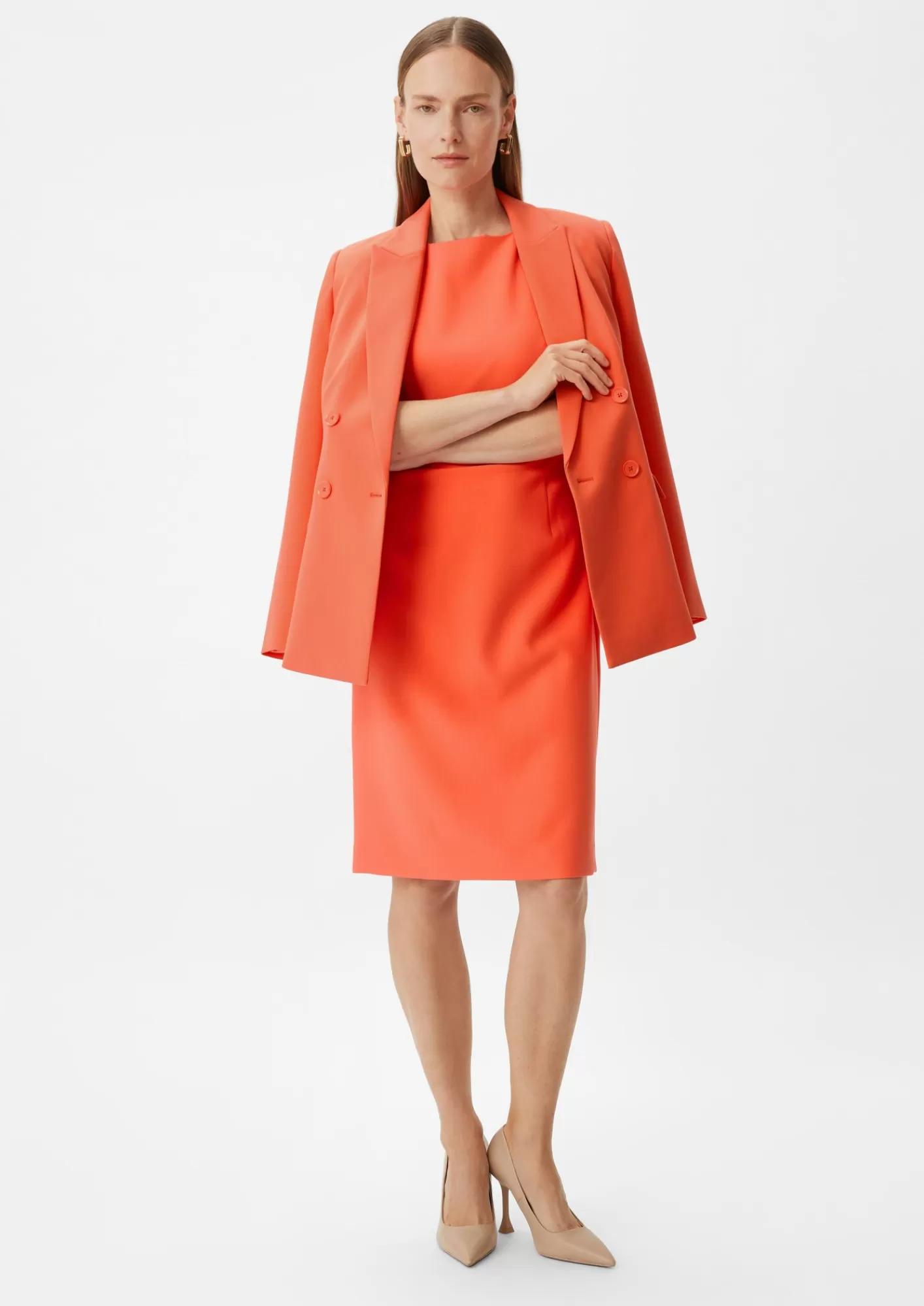 Fashion Comma Midi Kleid Mit Teilungsnahten