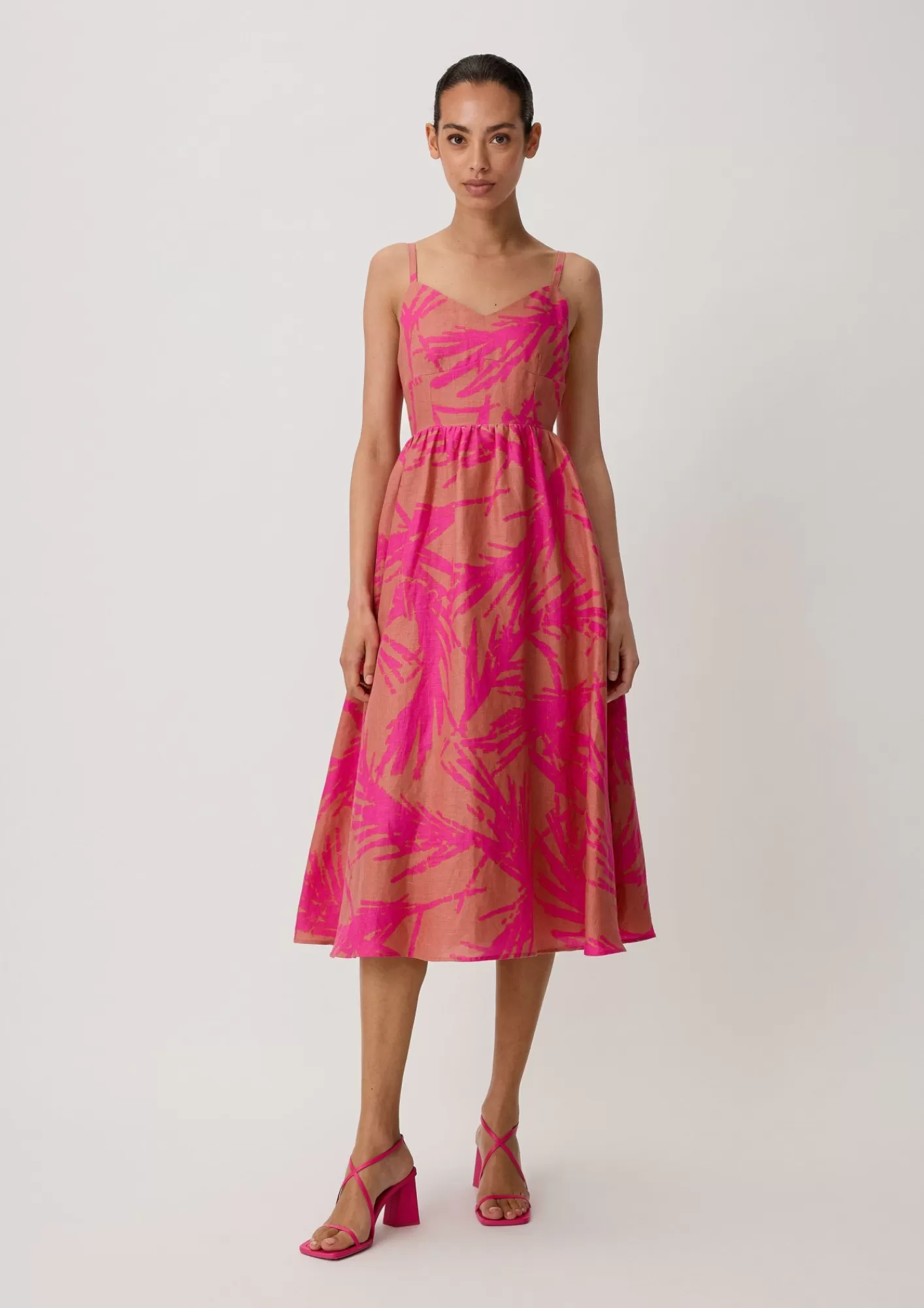 Hot Comma Midikleid Aus Leinen