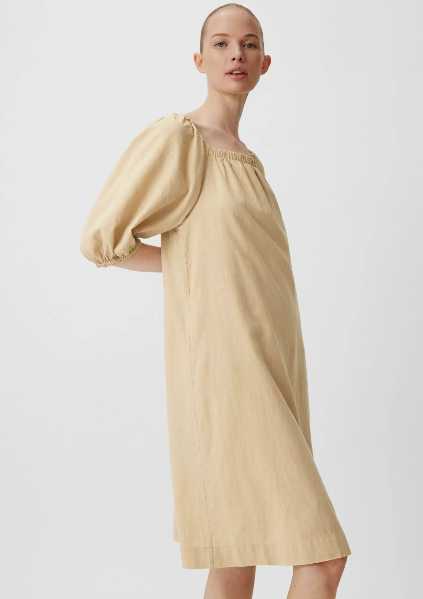 Discount Comma Midi-Kleid Aus Leinenmix