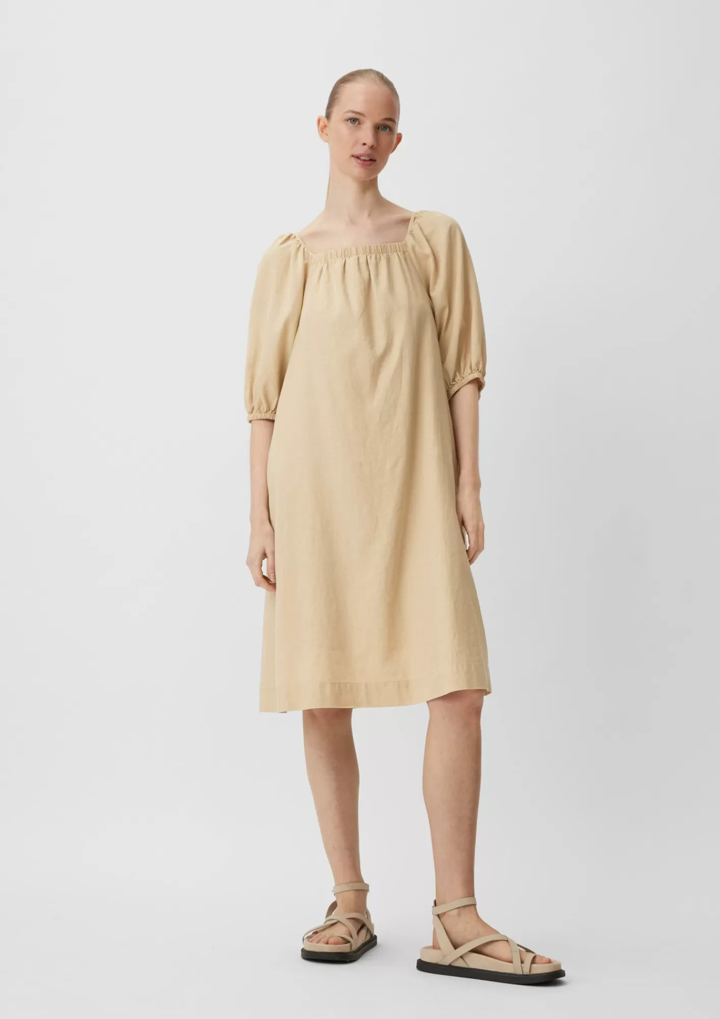 Discount Comma Midi-Kleid Aus Leinenmix