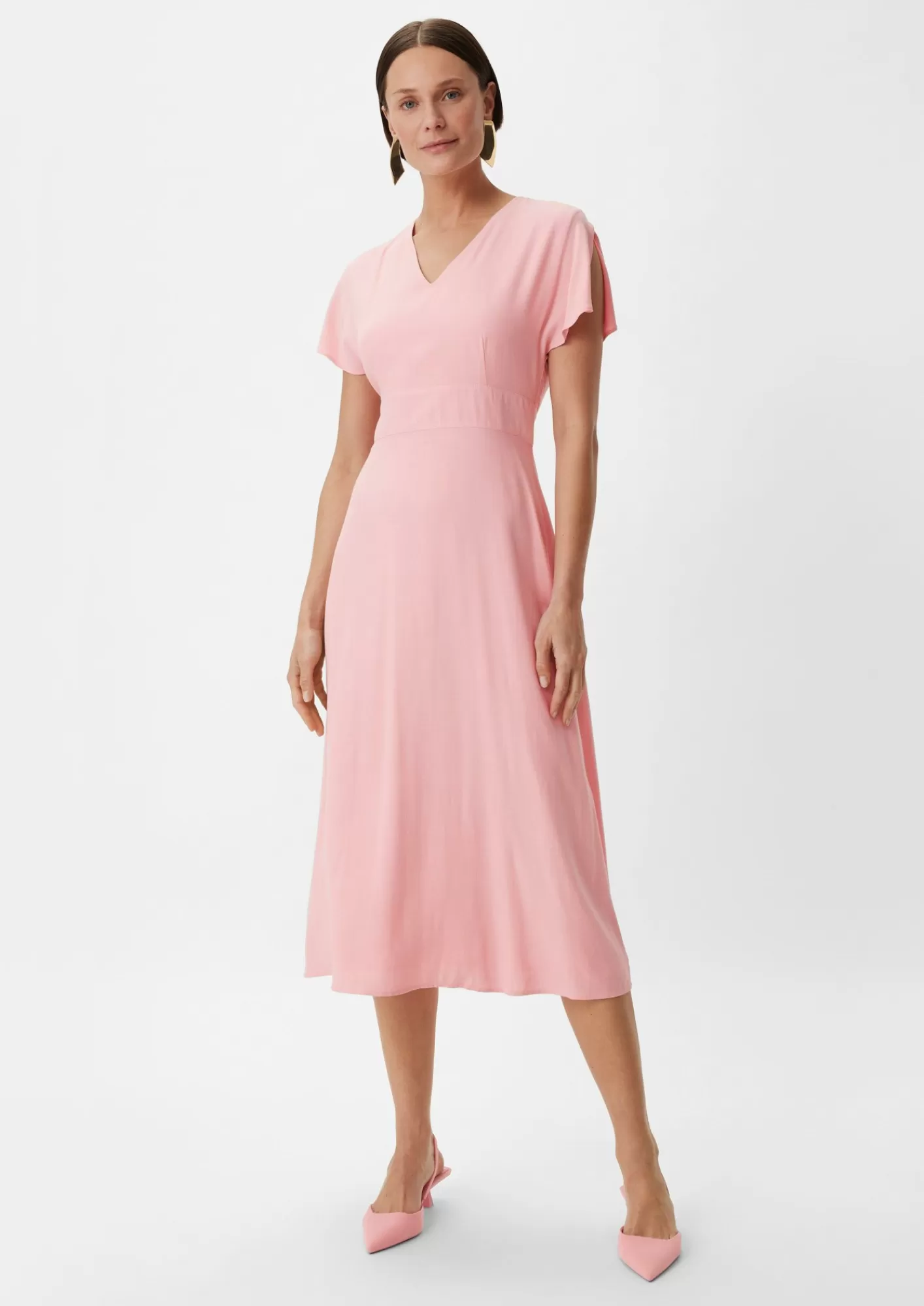 Outlet Comma Midi-Kleid Aus Satin