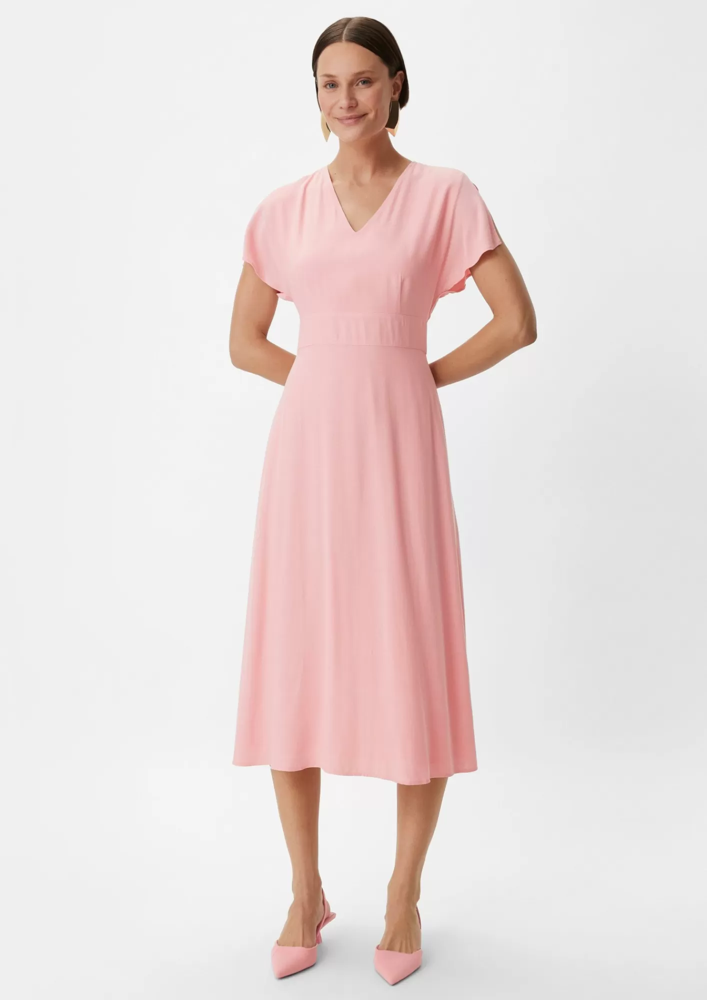 Outlet Comma Midi-Kleid Aus Satin