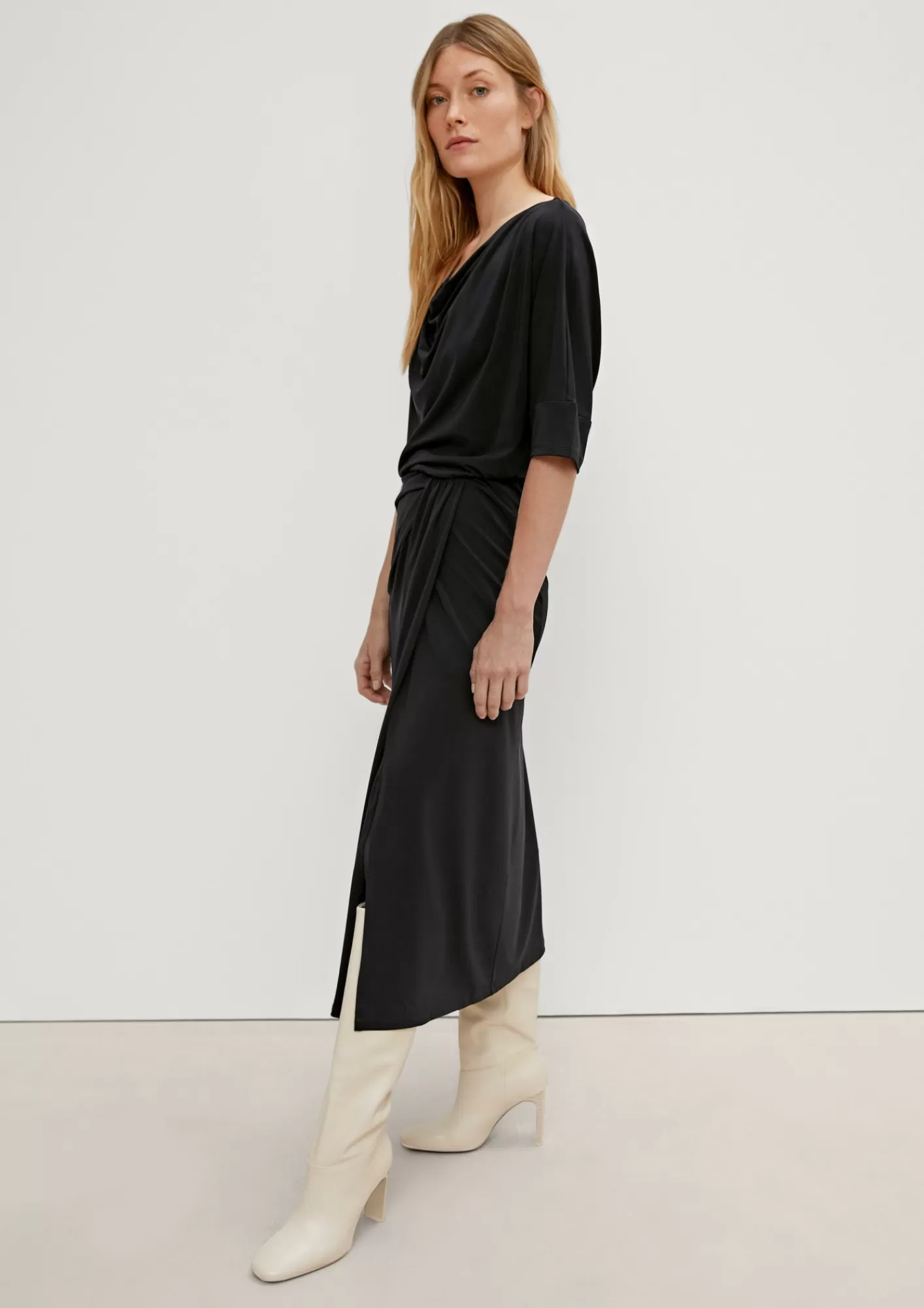 Fashion Comma Midikleid Aus Viskosestretch