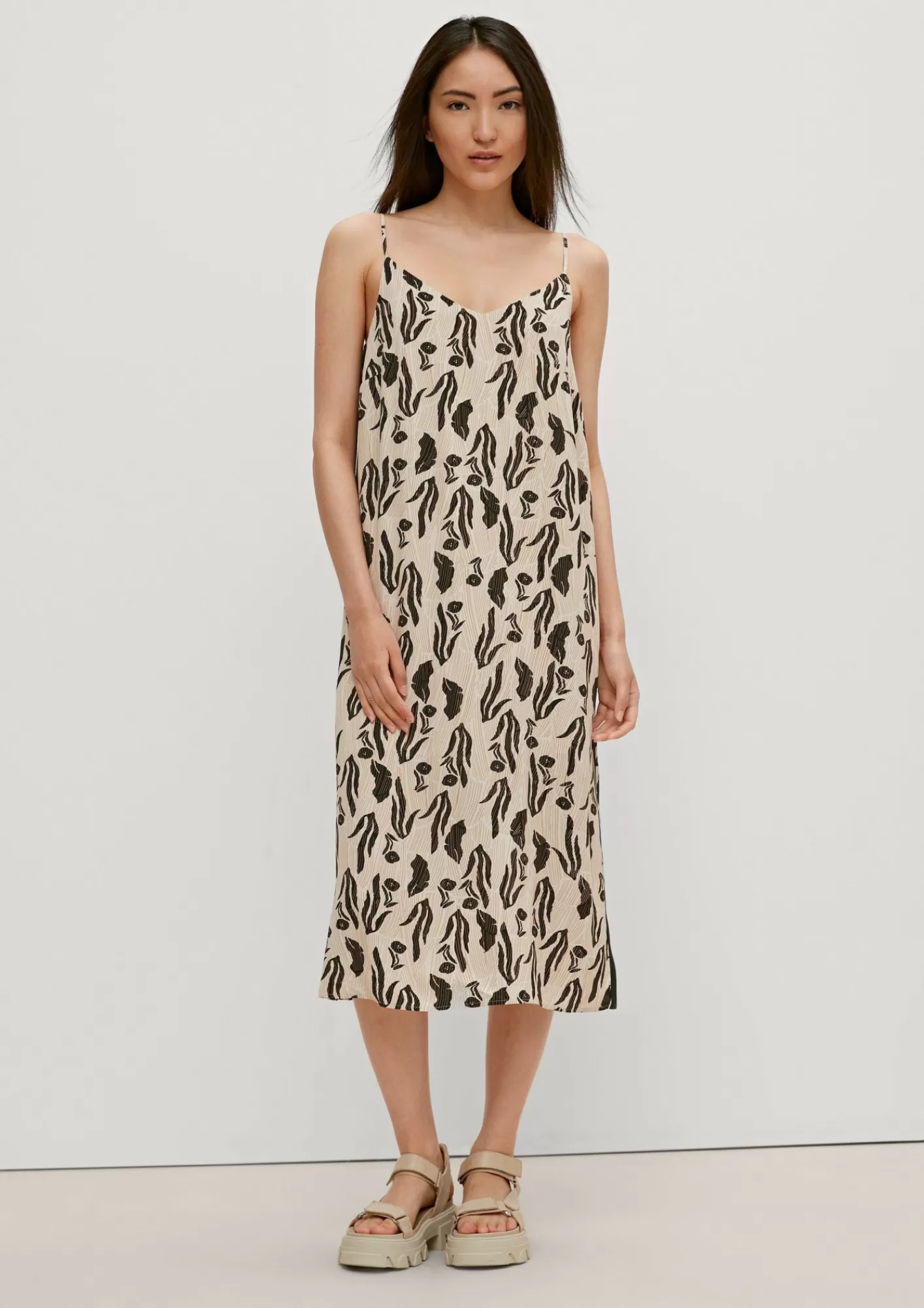 Fashion Comma Midi-Kleid Mit Allover-Muster