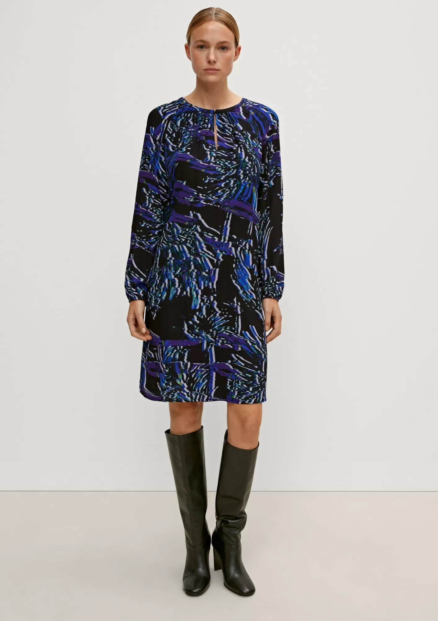 Cheap Comma Midikleid Mit Allovermuster